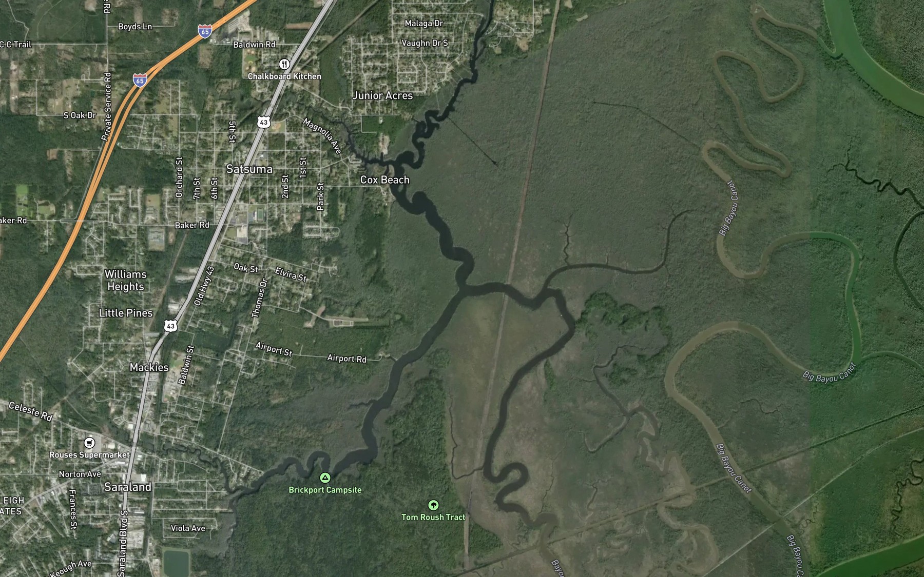 Satellite map of the Gunnison Creek