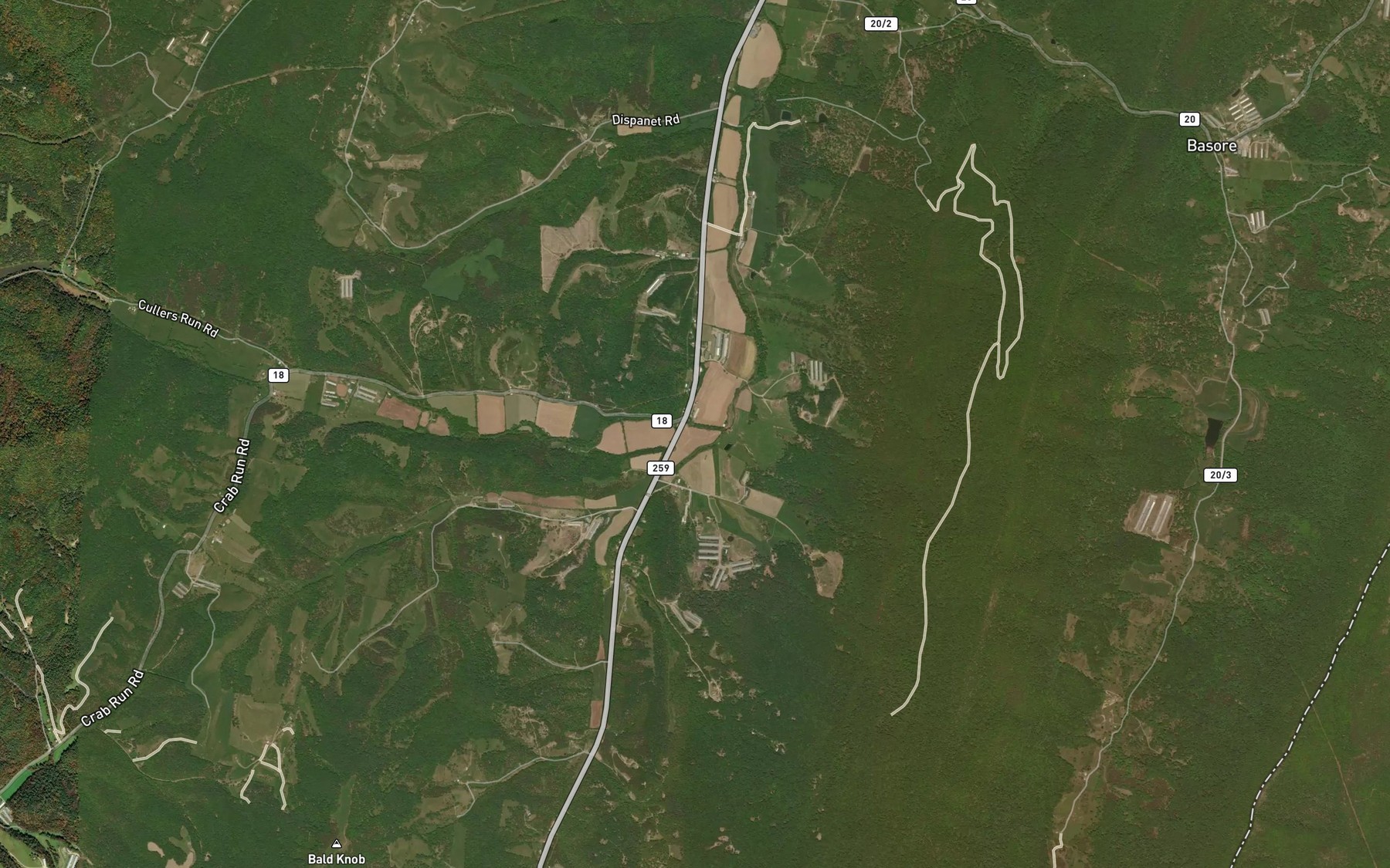 Satellite map of the Cullers Run