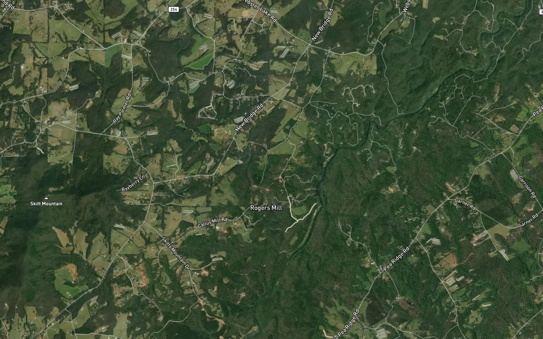 Satellite map of the Sims Lake