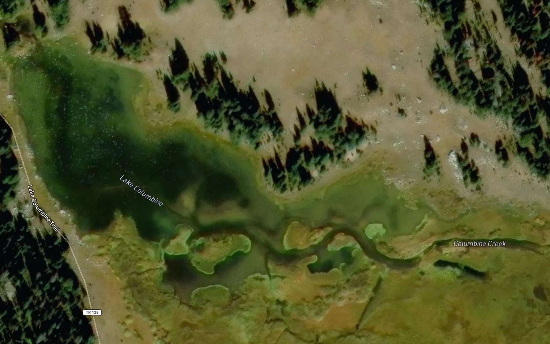 Satellite map of the Lake Columbine