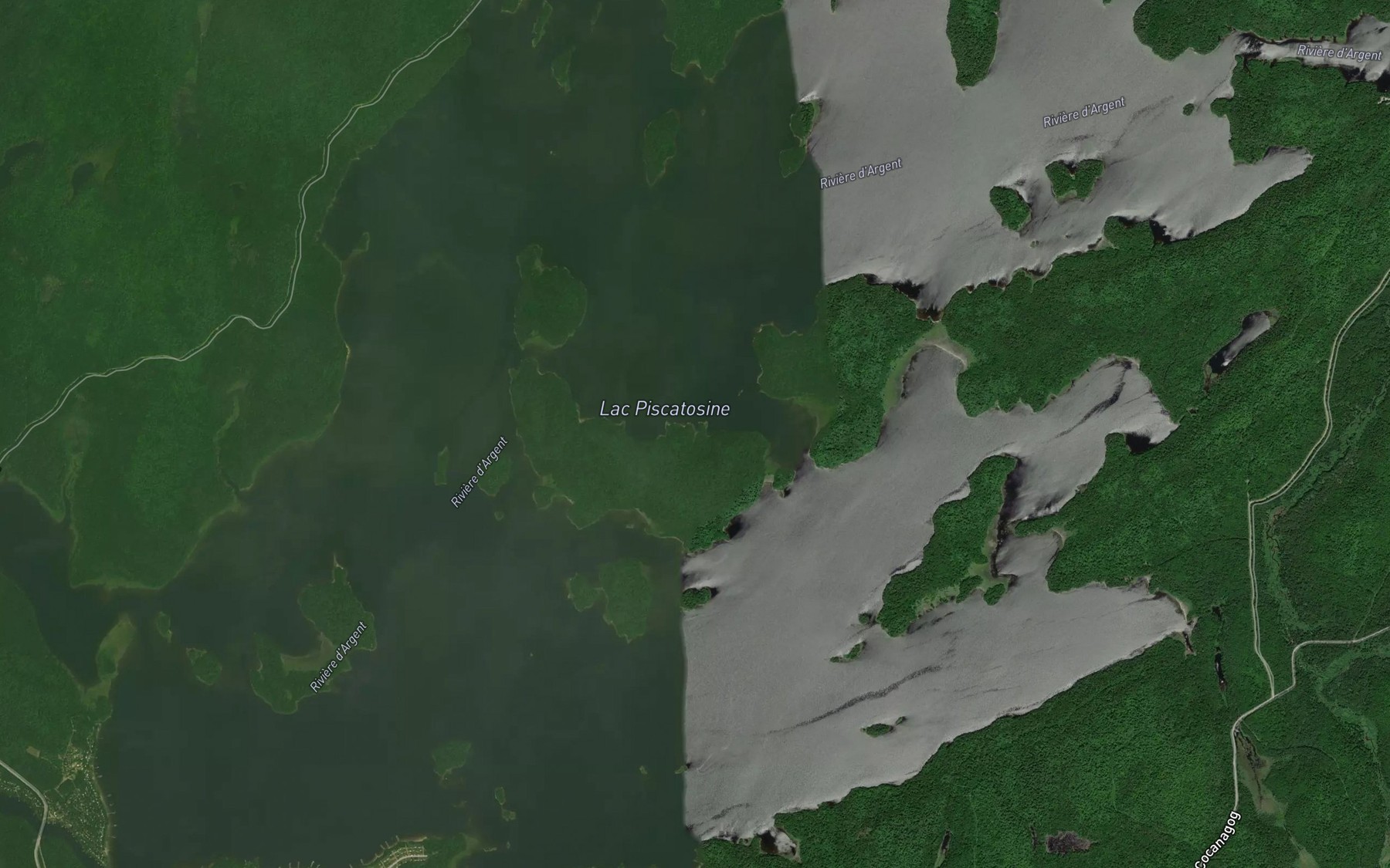 Satellite map of the Lac Piscatosine