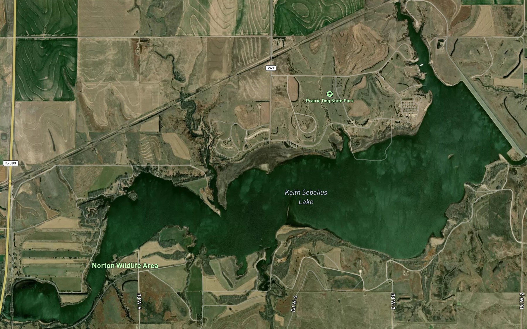 Satellite map of the Keith Sebelius Lake
