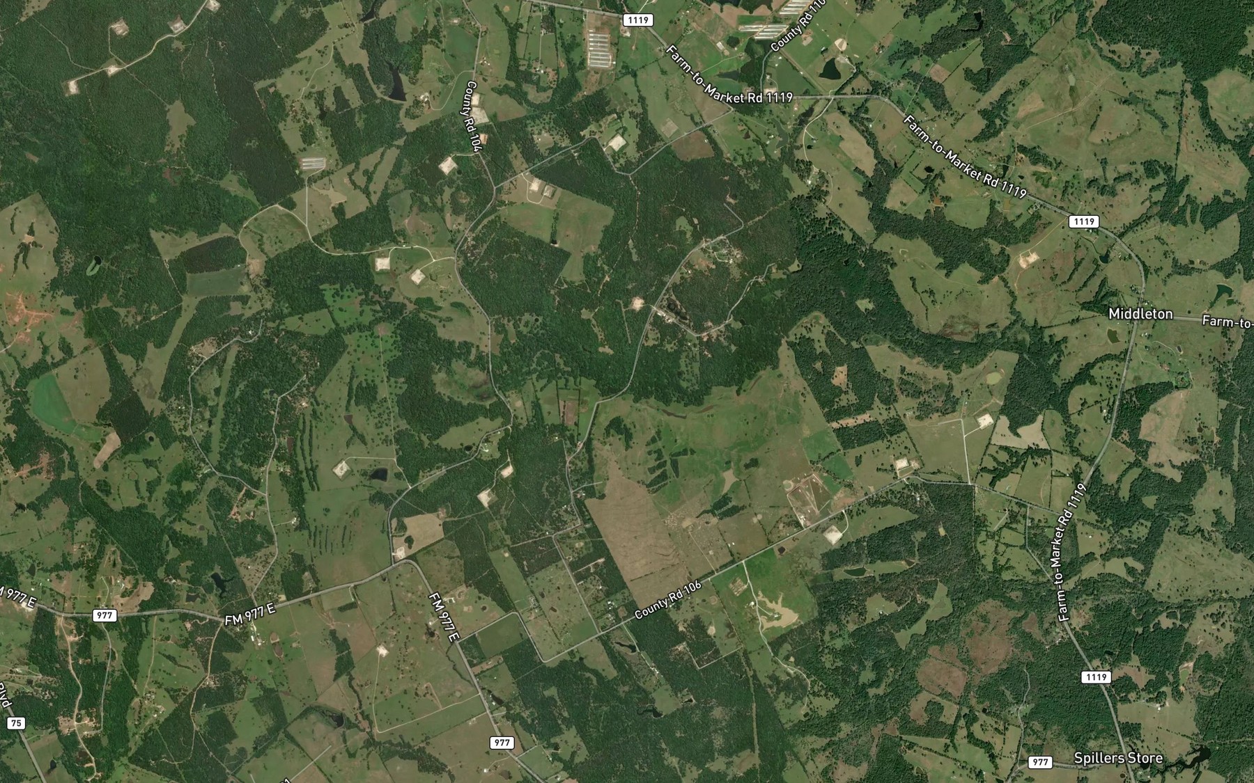 Satellite map of the Rocky Branch
