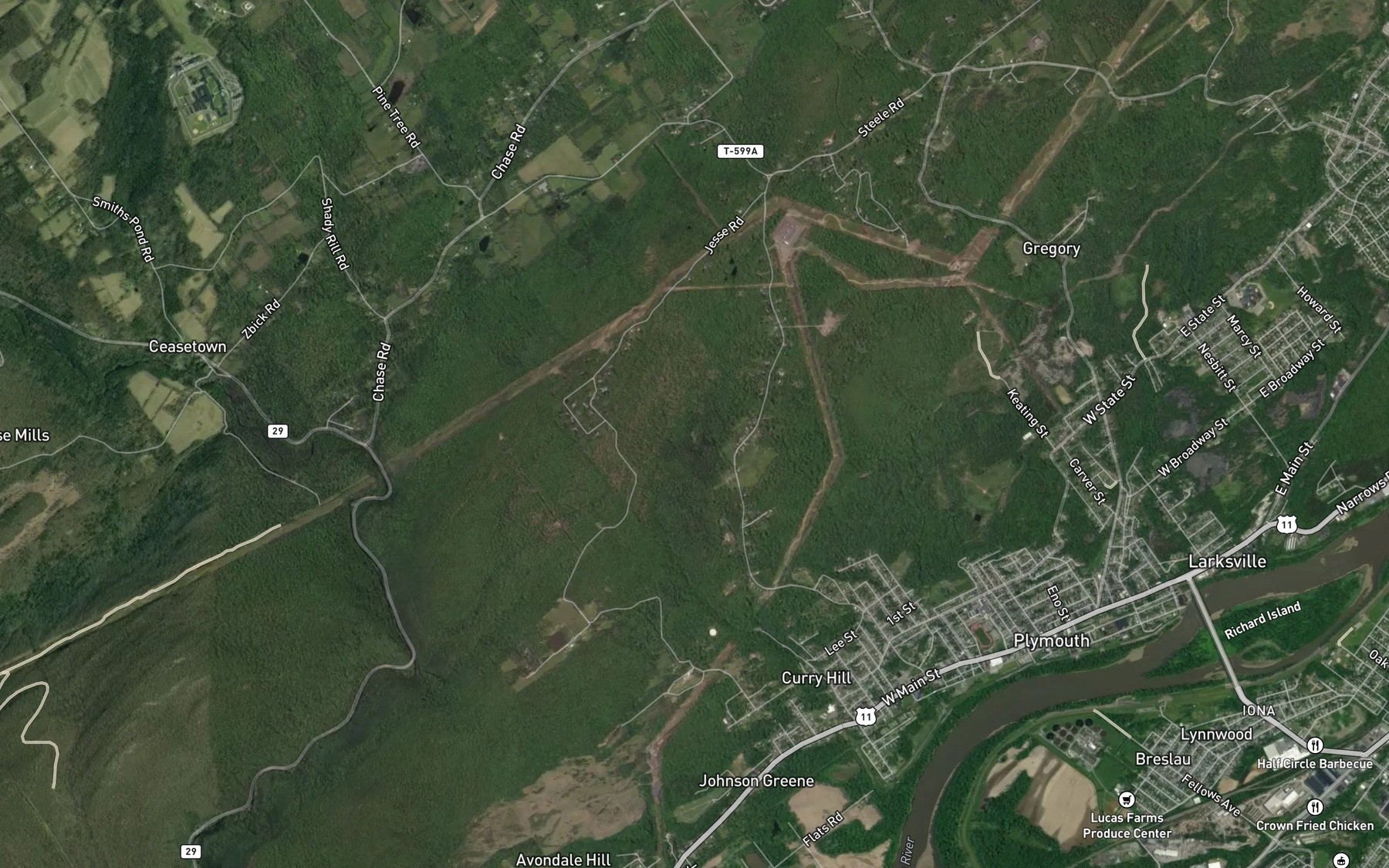 Satellite map of the Spring Brook Reservoir Number Four