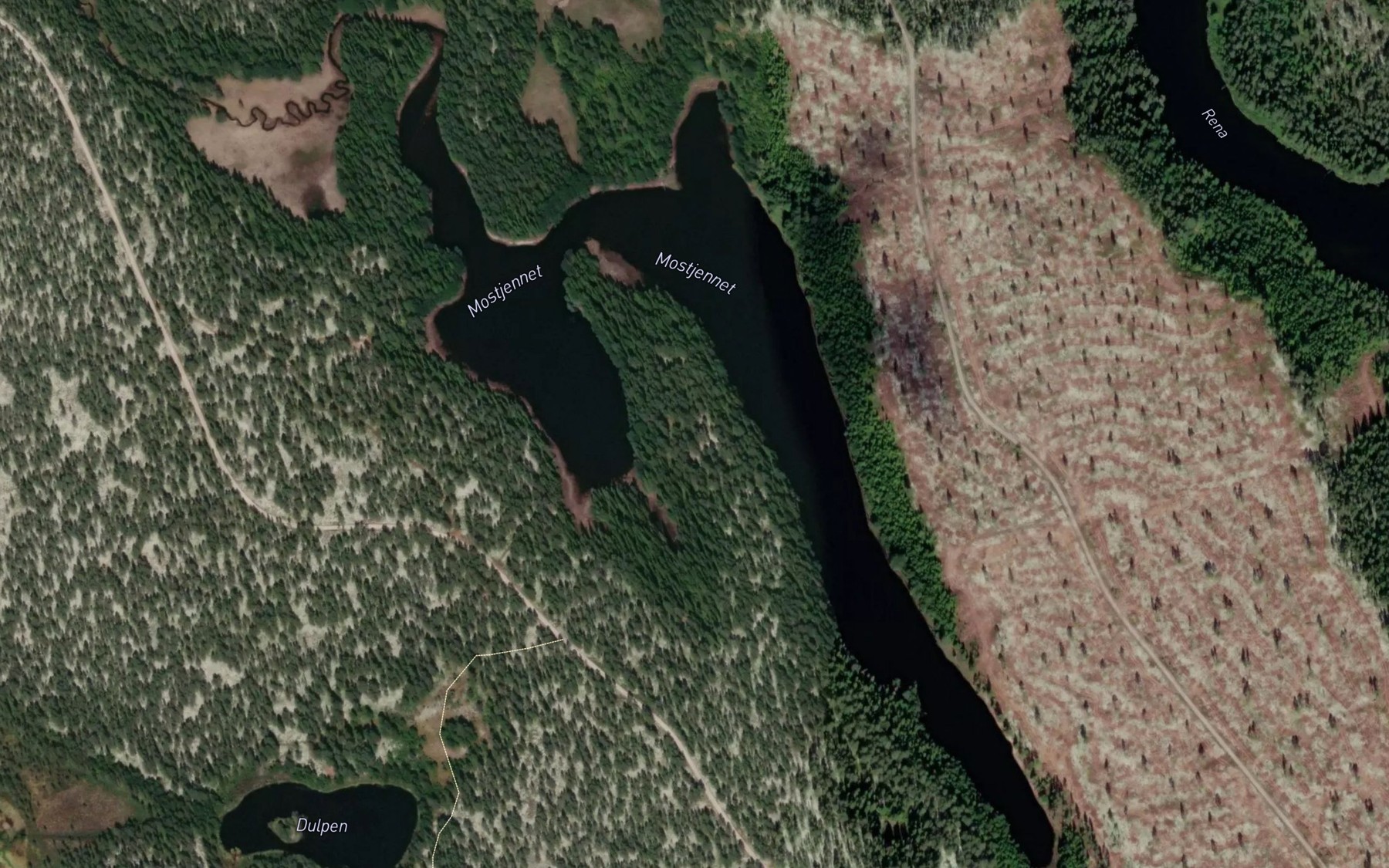 Satellite map of the Mostjernet