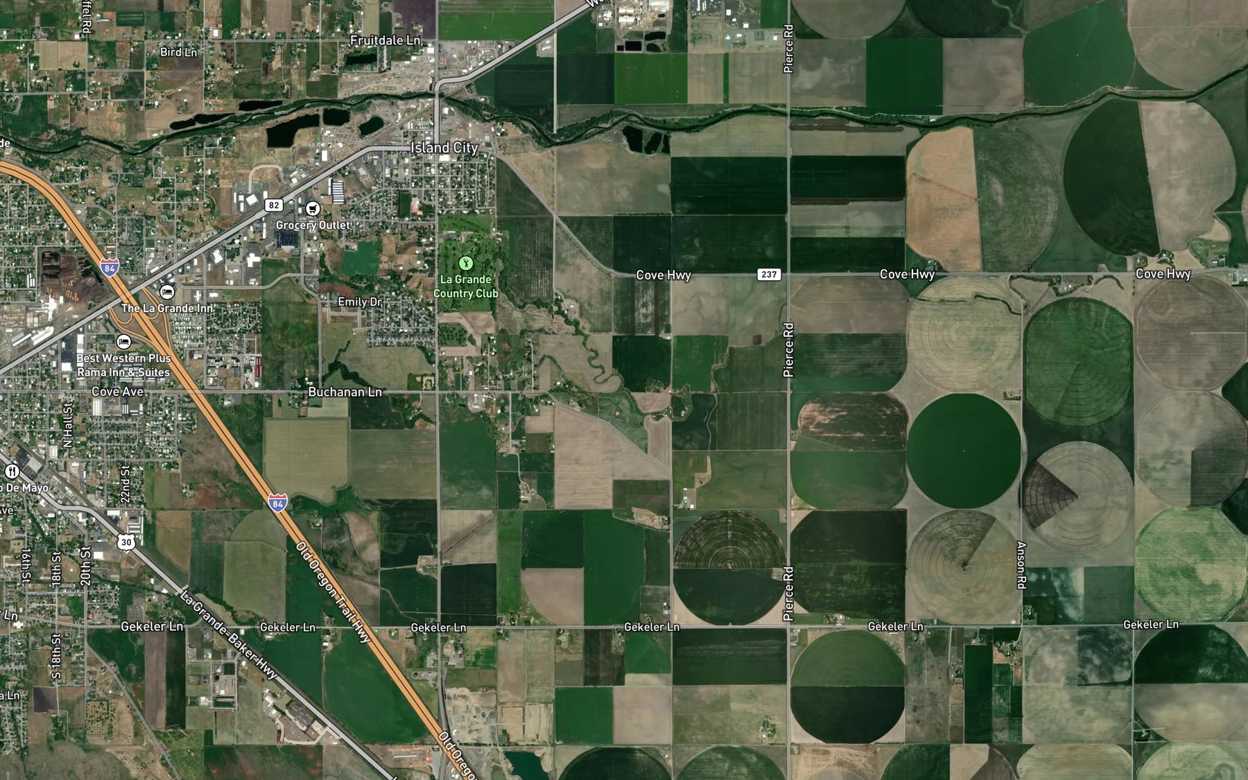 Satellite map of the Crooked Creek