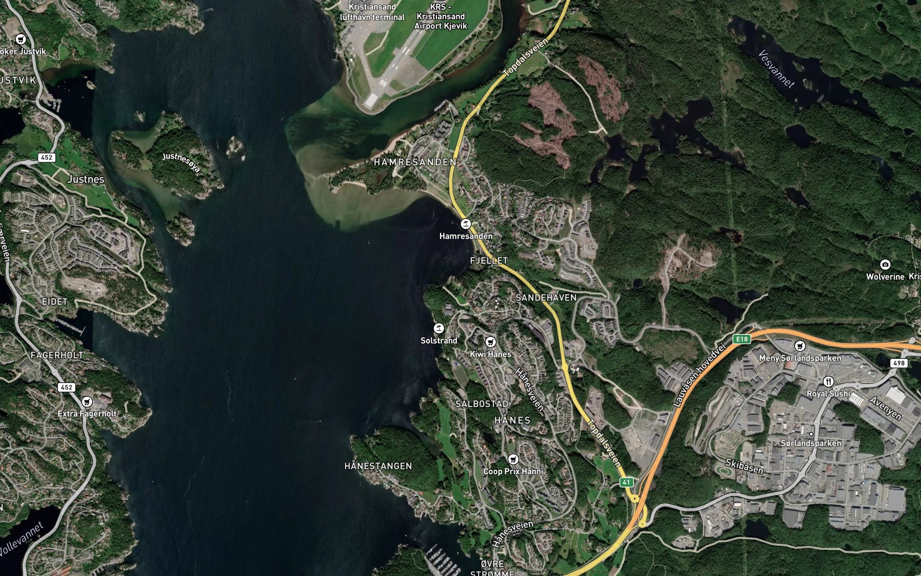 Satellite map of the Grovika