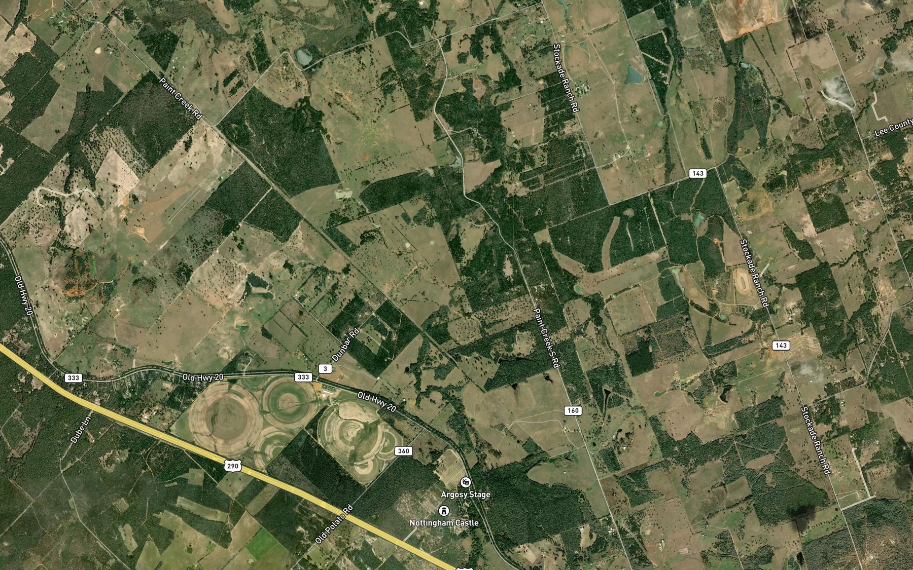 Satellite map of the Mid Springs Creek