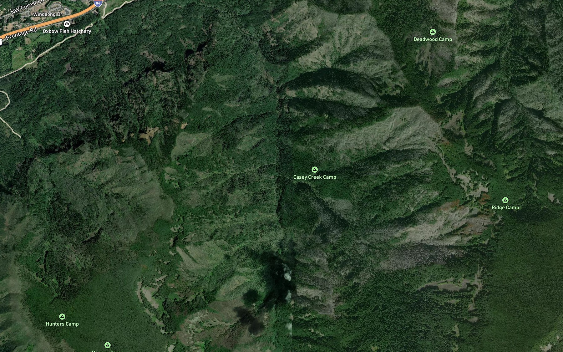 Satellite map of the East Fork Herman Creek