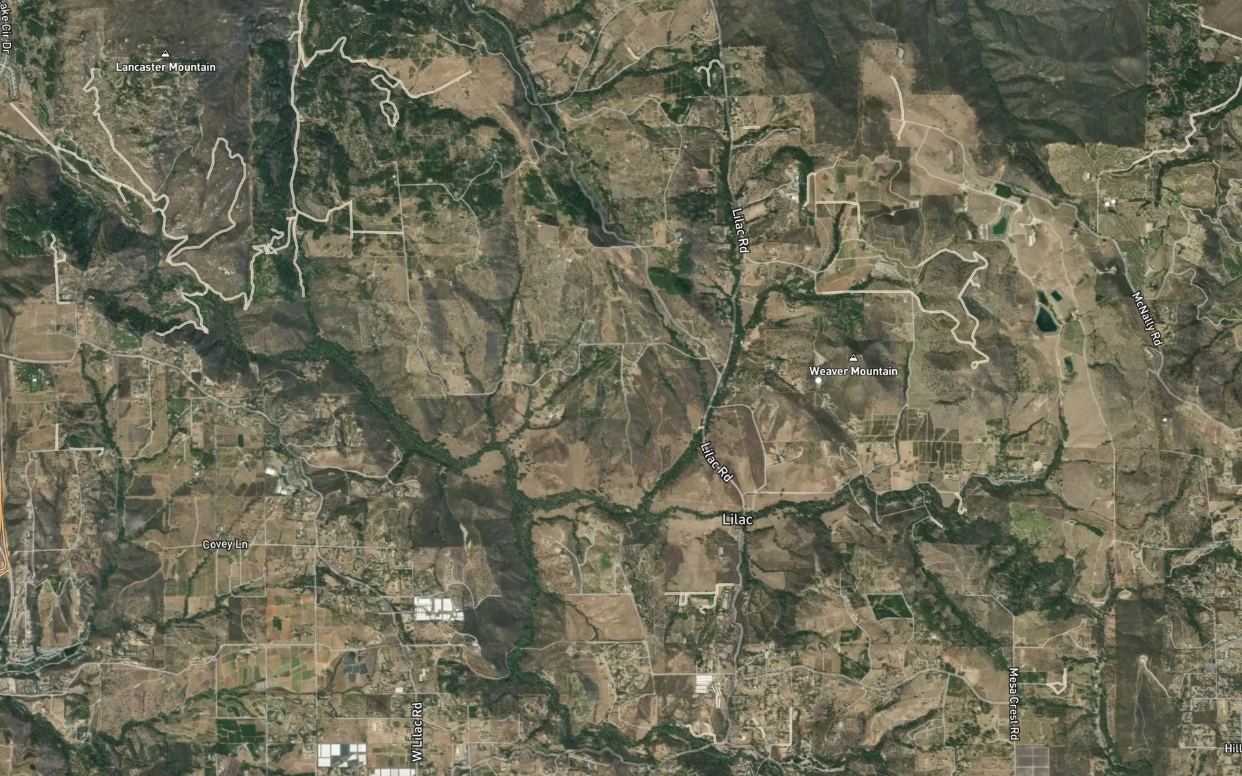 Satellite map of the San Diego Aqueduct