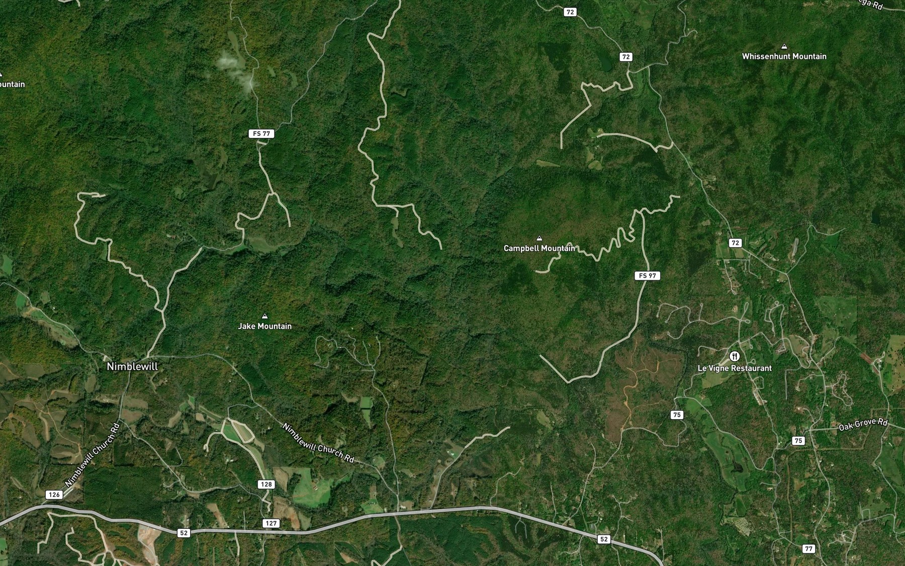 Satellite map of the Jones Creek