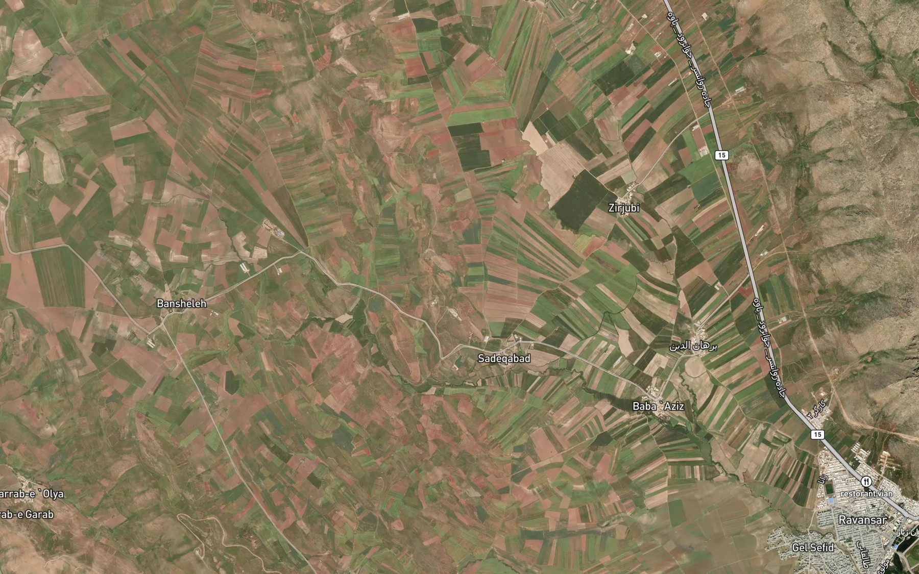 Satellite map of the Cheshmeh-ye Koreh