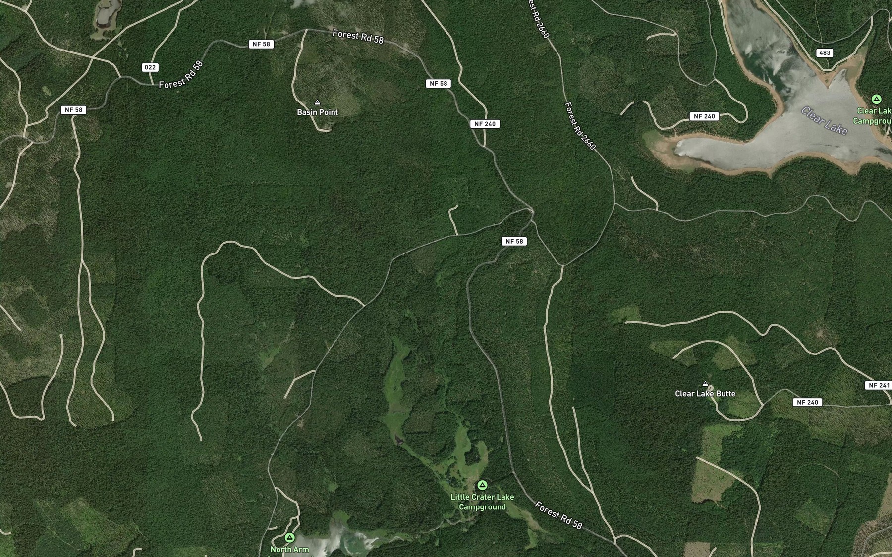 Satellite map of the Crater Creek