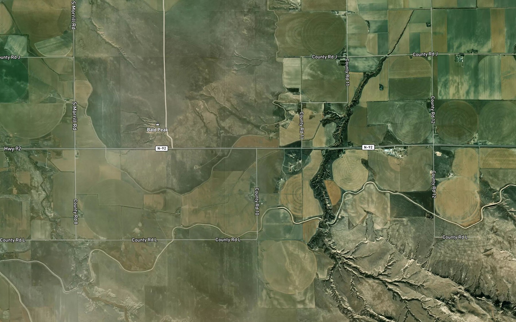 Satellite map of the East Bald Peak Drain