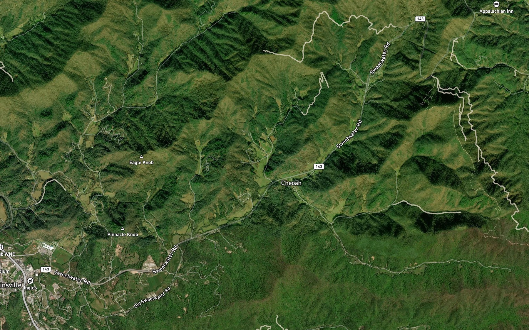 Satellite map of the Pinhook Branch