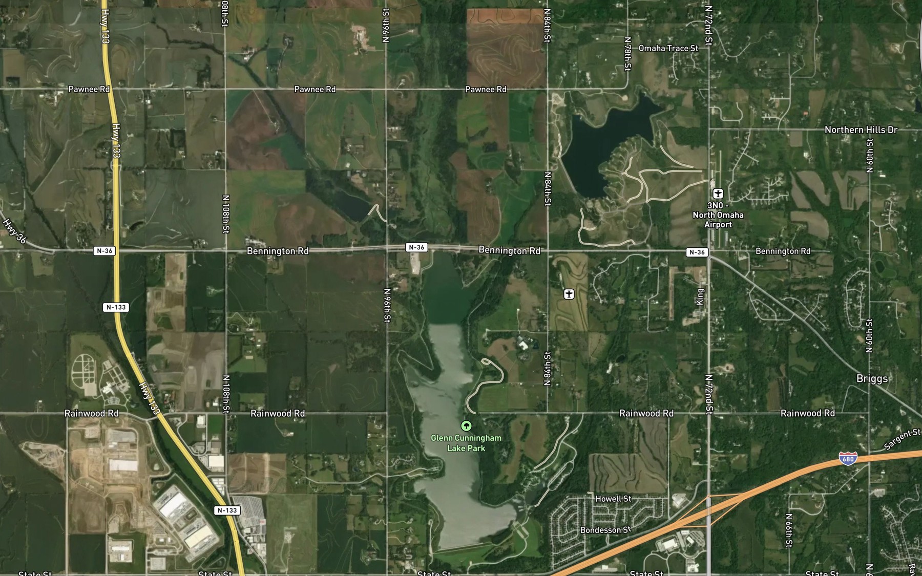 Satellite map of the Papio Dam Site Eleven Park