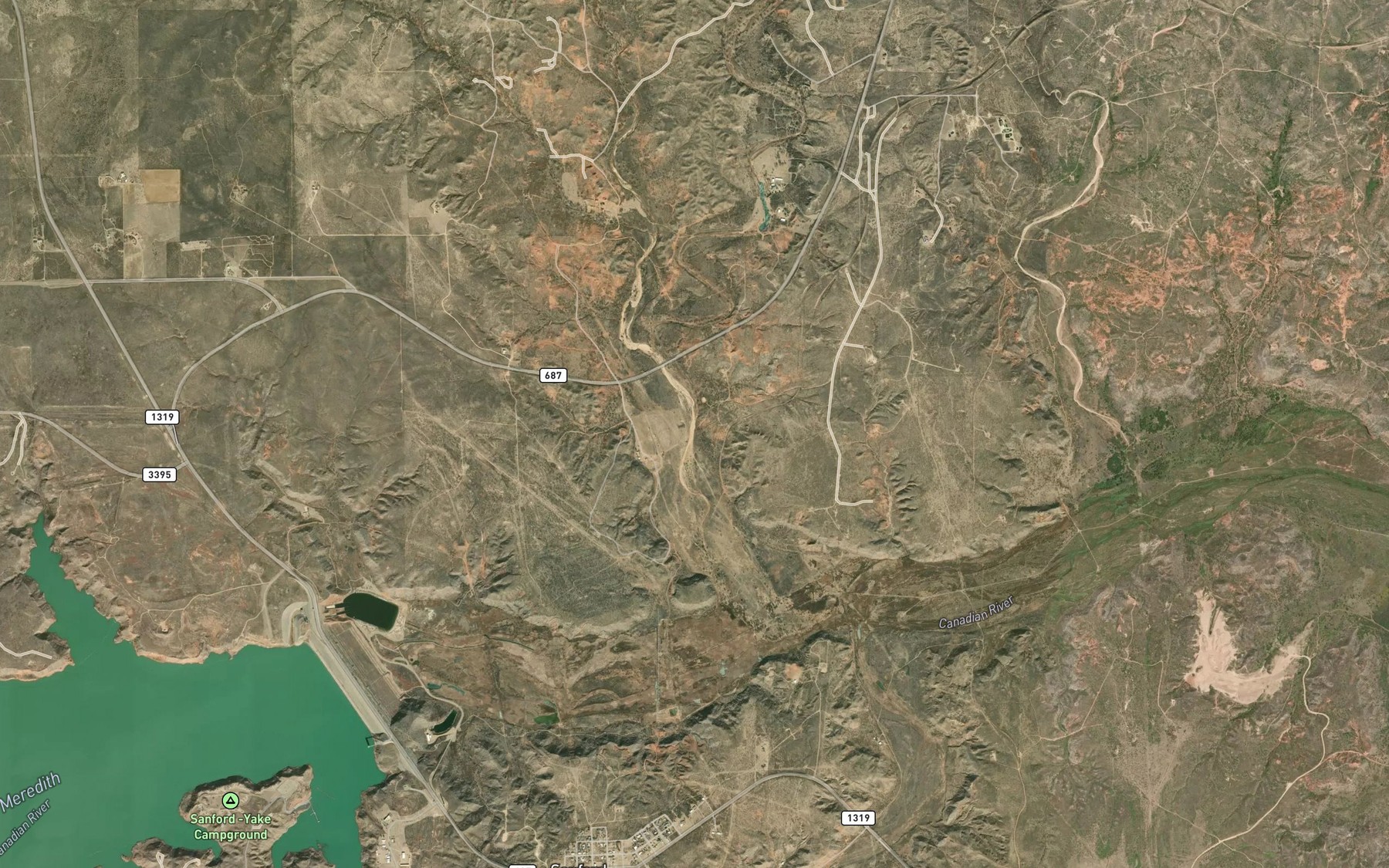 Satellite map of the Camp Creek