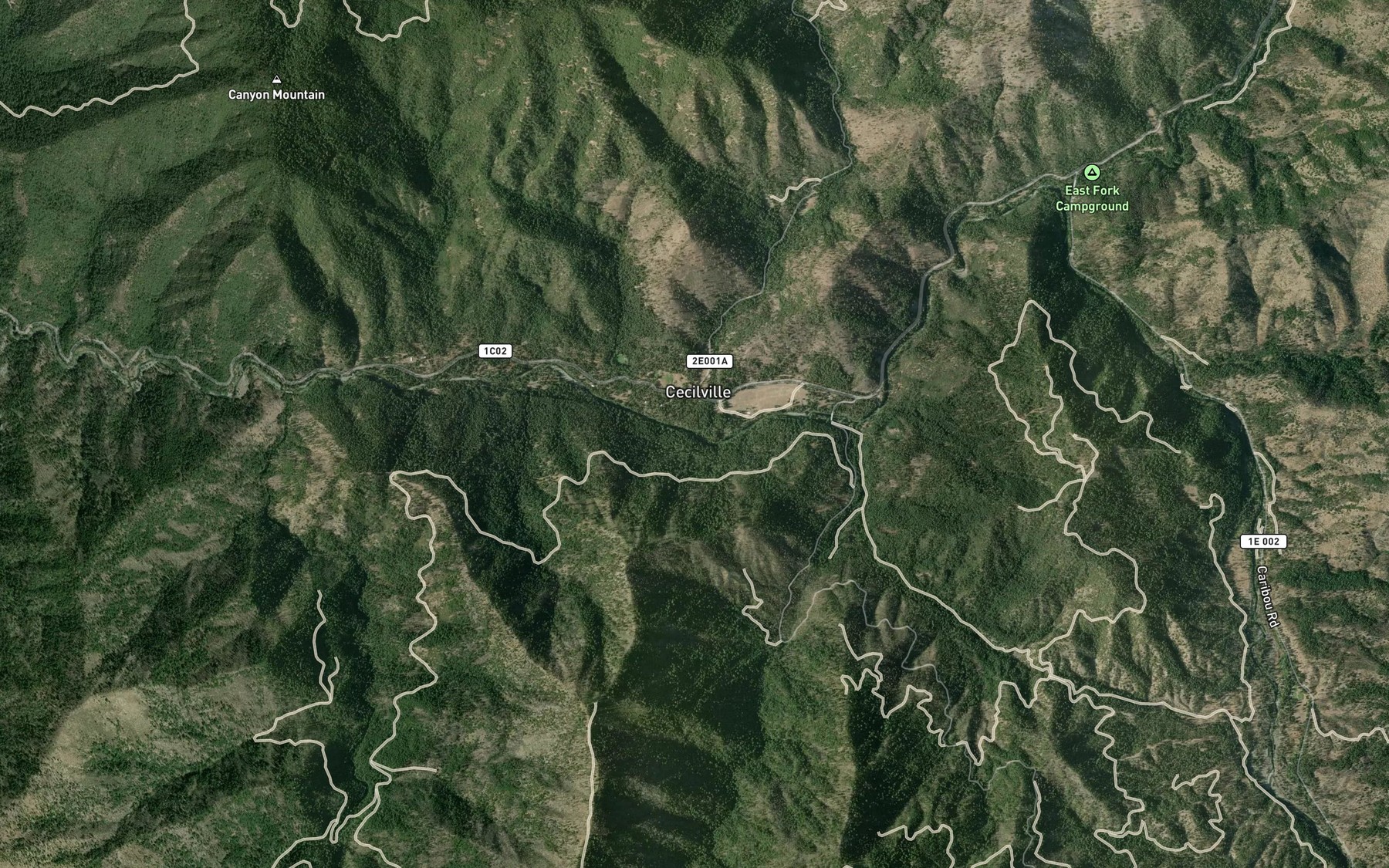 Satellite map of the Crawford Creek