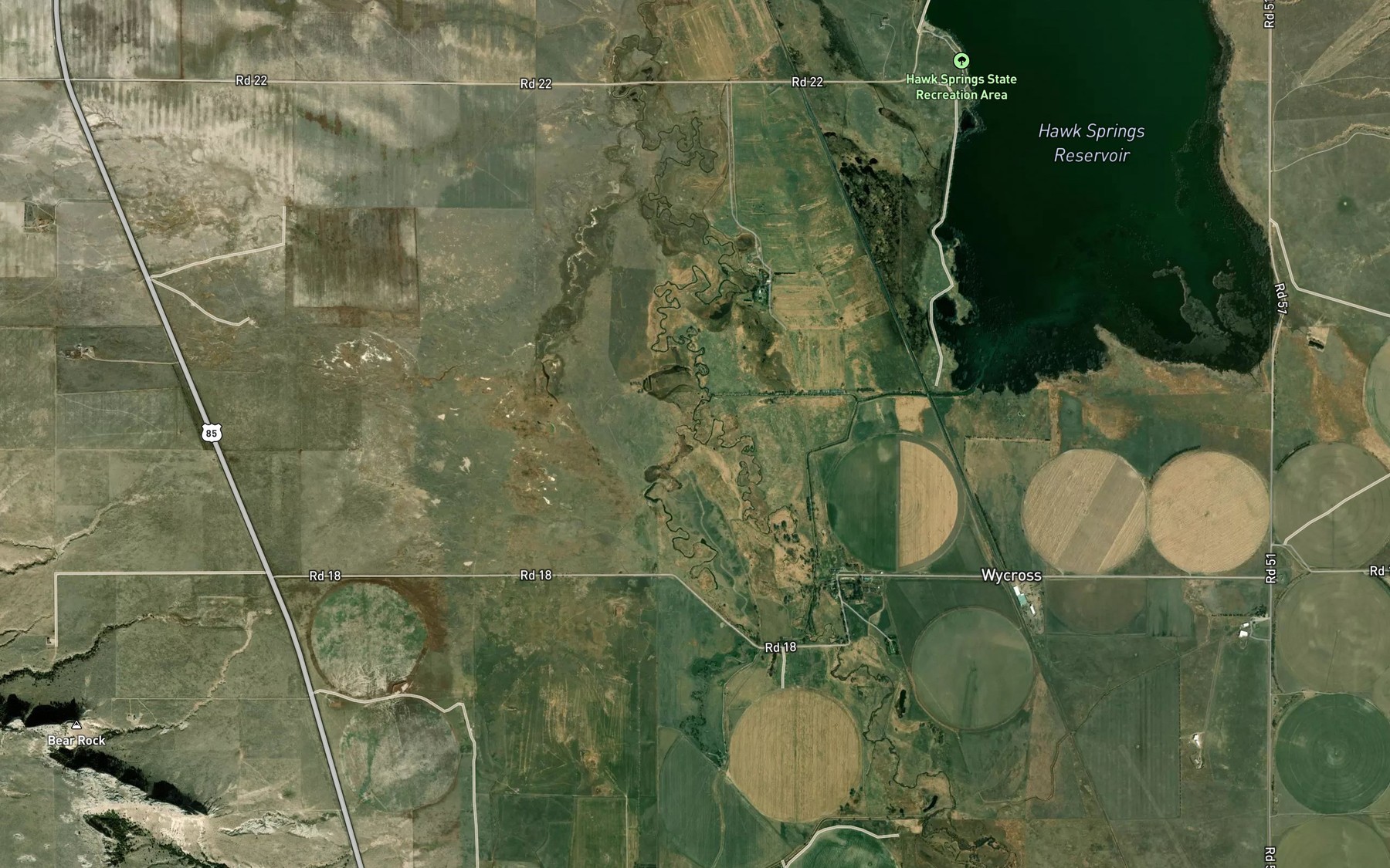 Satellite map of the Bear Creek