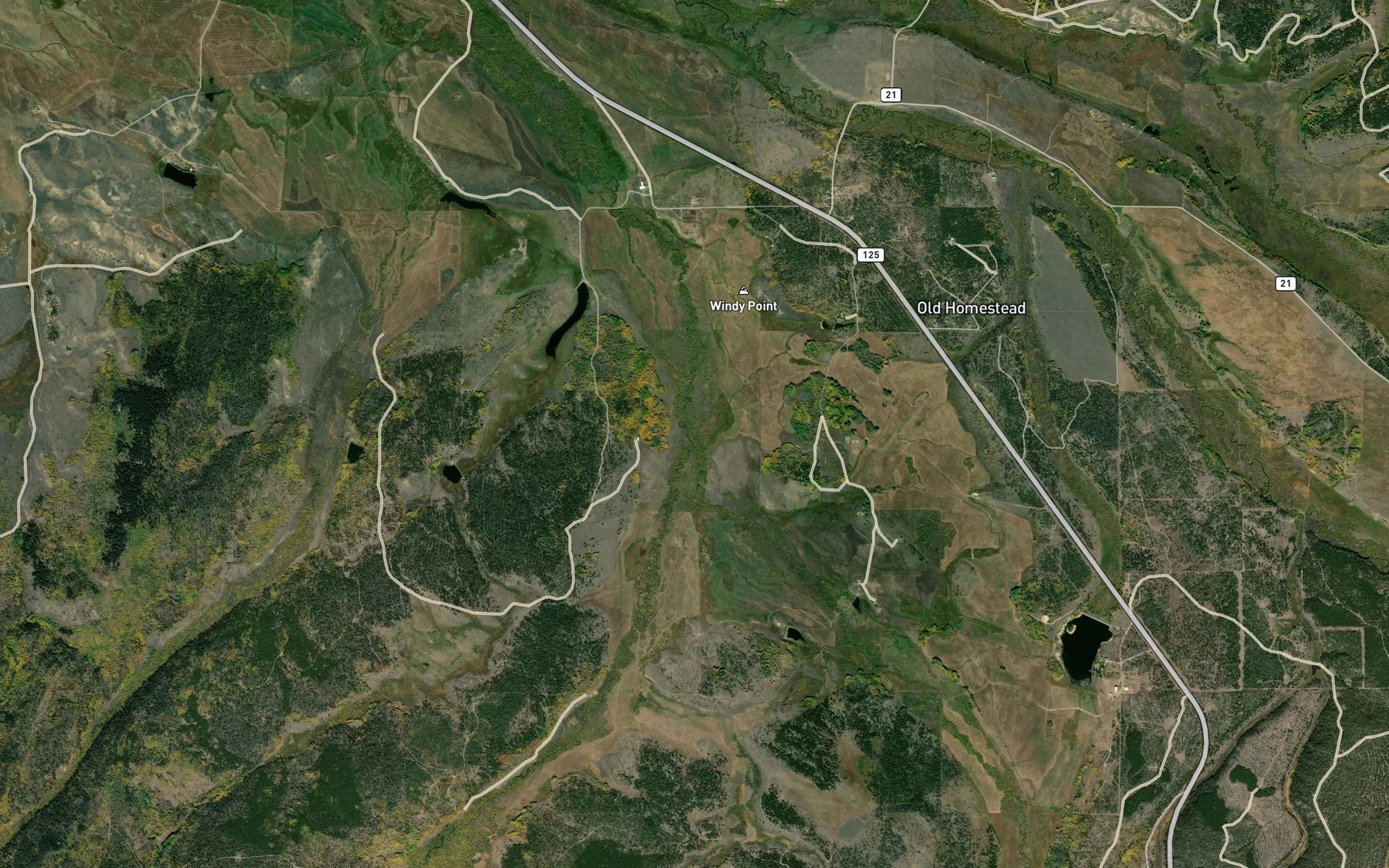 Satellite map of the East Branch Willow Creek