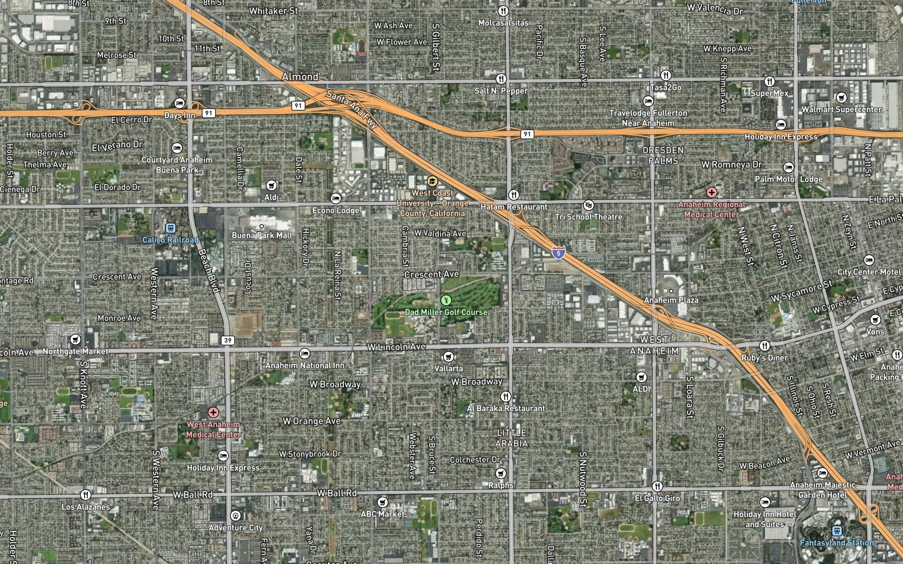 Satellite map of the Gilbert Retarding Basin