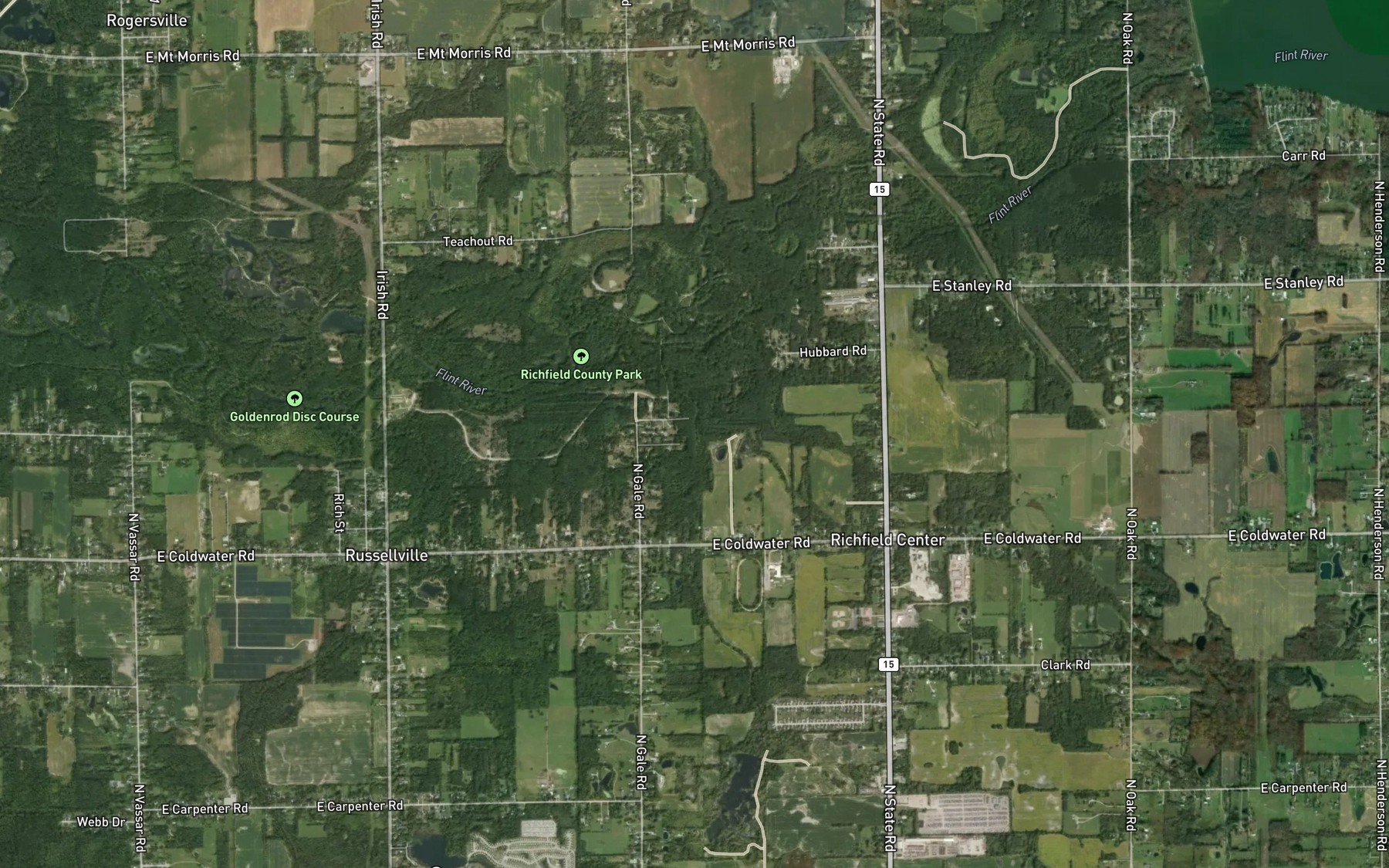 Satellite map of the Riegle Drain
