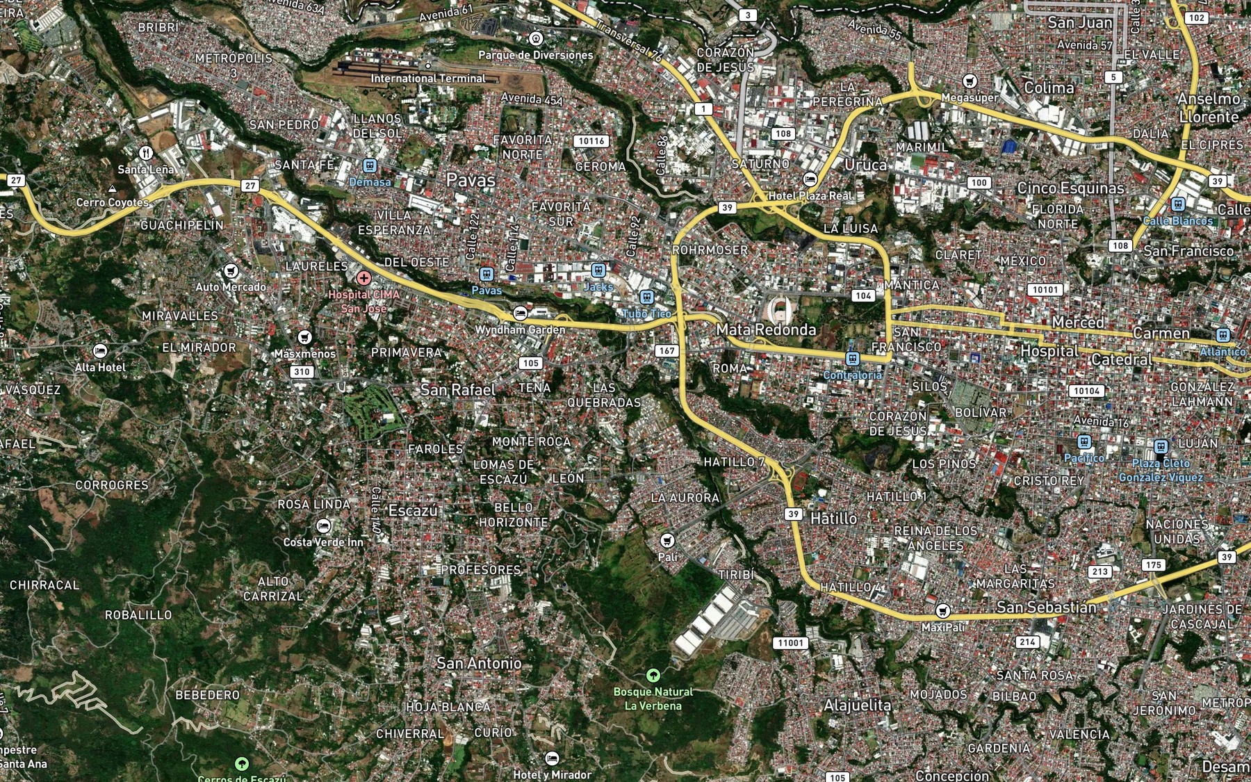 Satellite map of the Quebrada Herrera