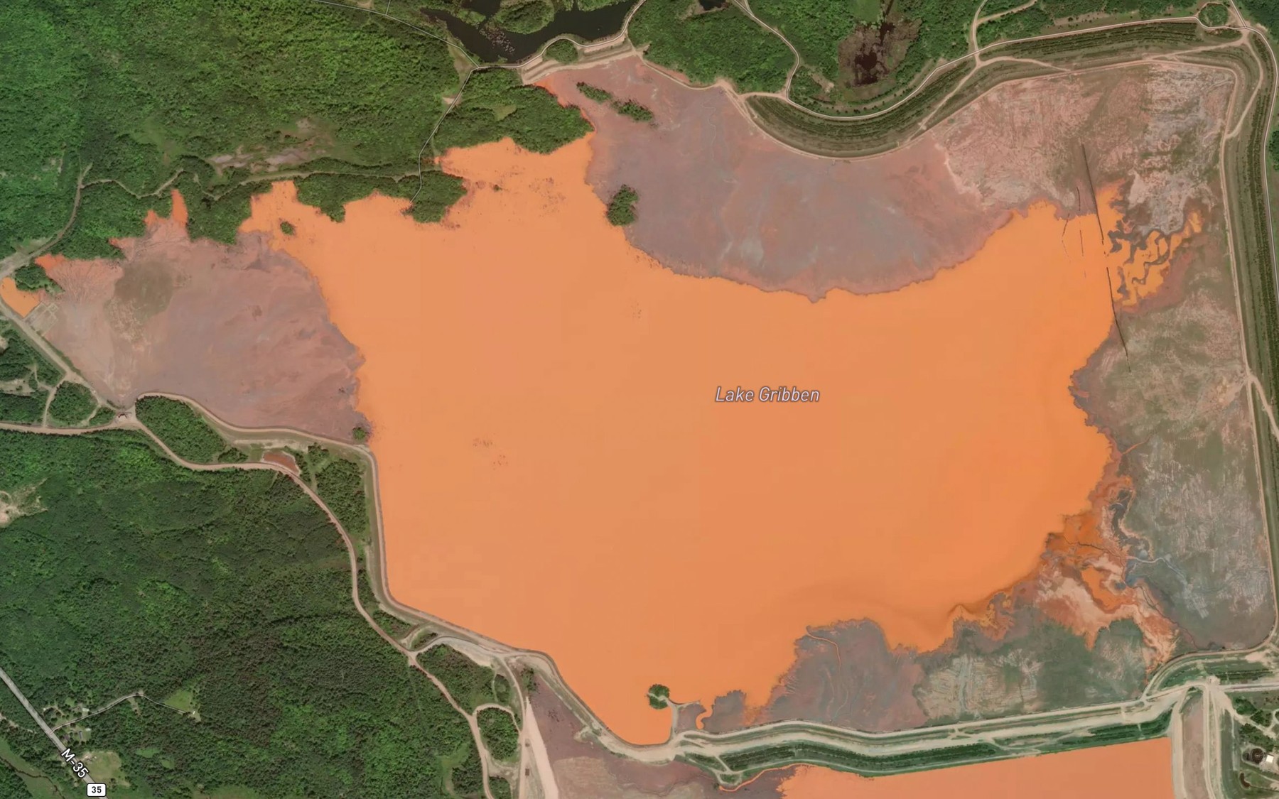 Satellite map of the Lake Gribben