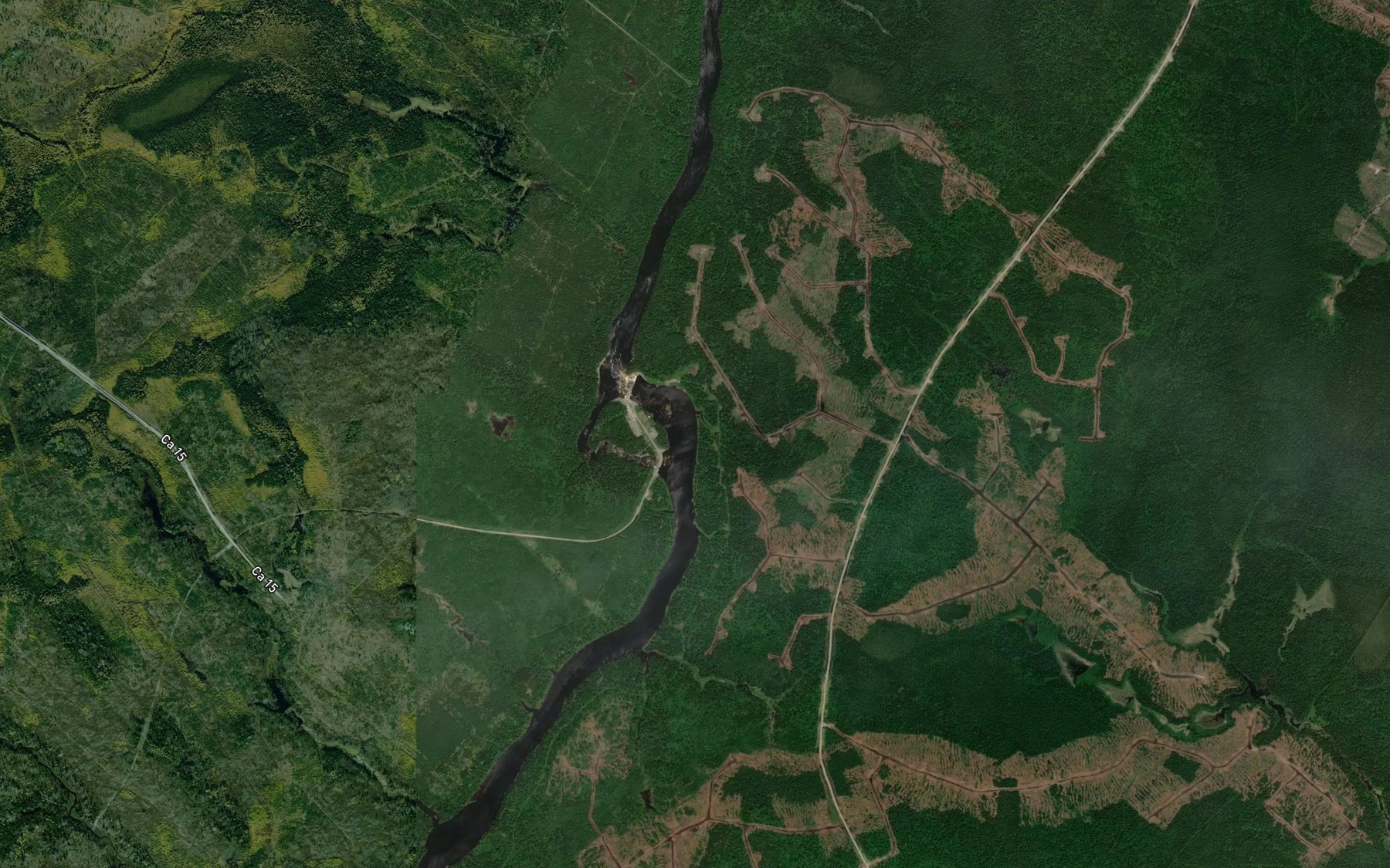 Satellite map of the White Otter Rapids