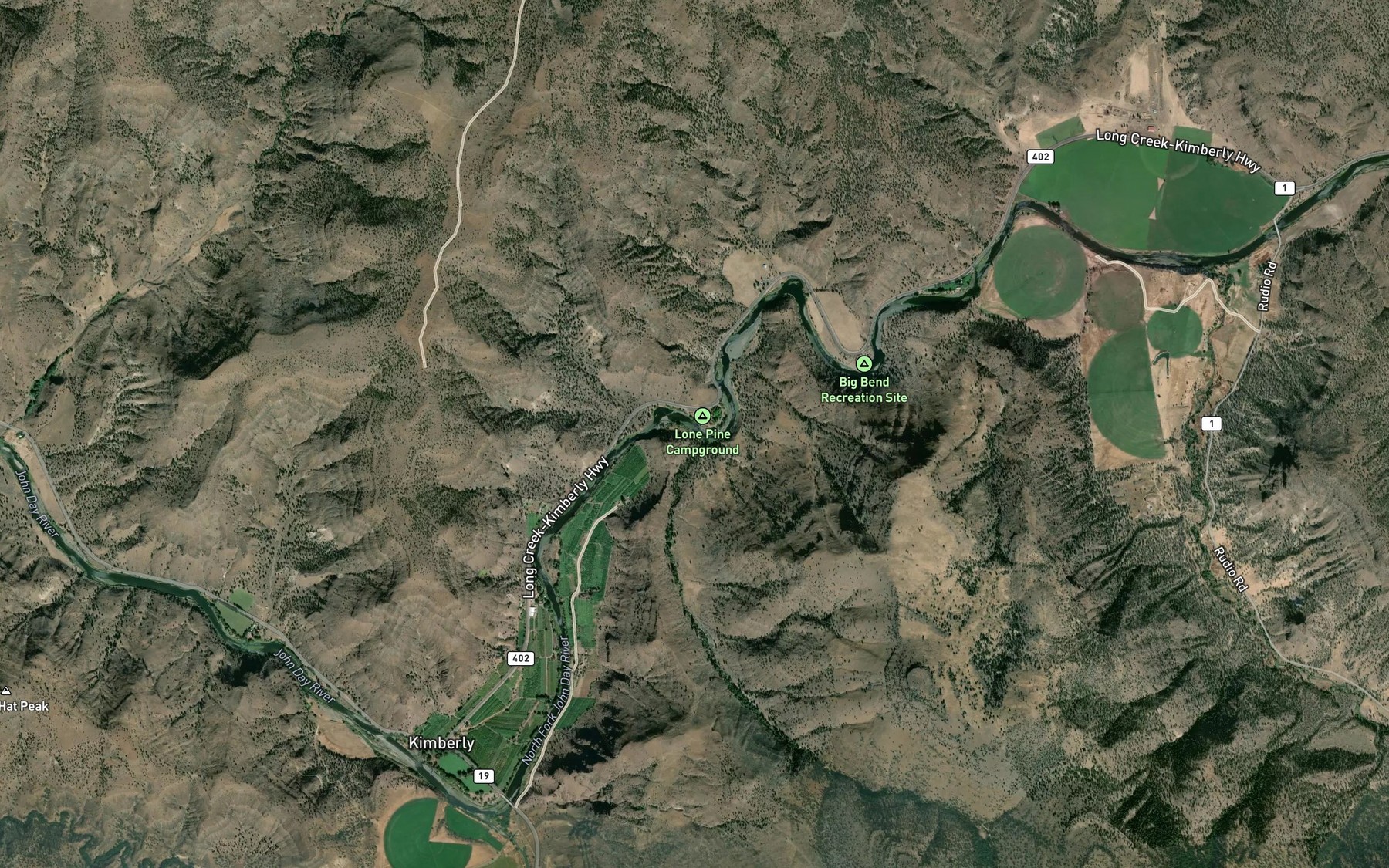Satellite map of the Birch Creek