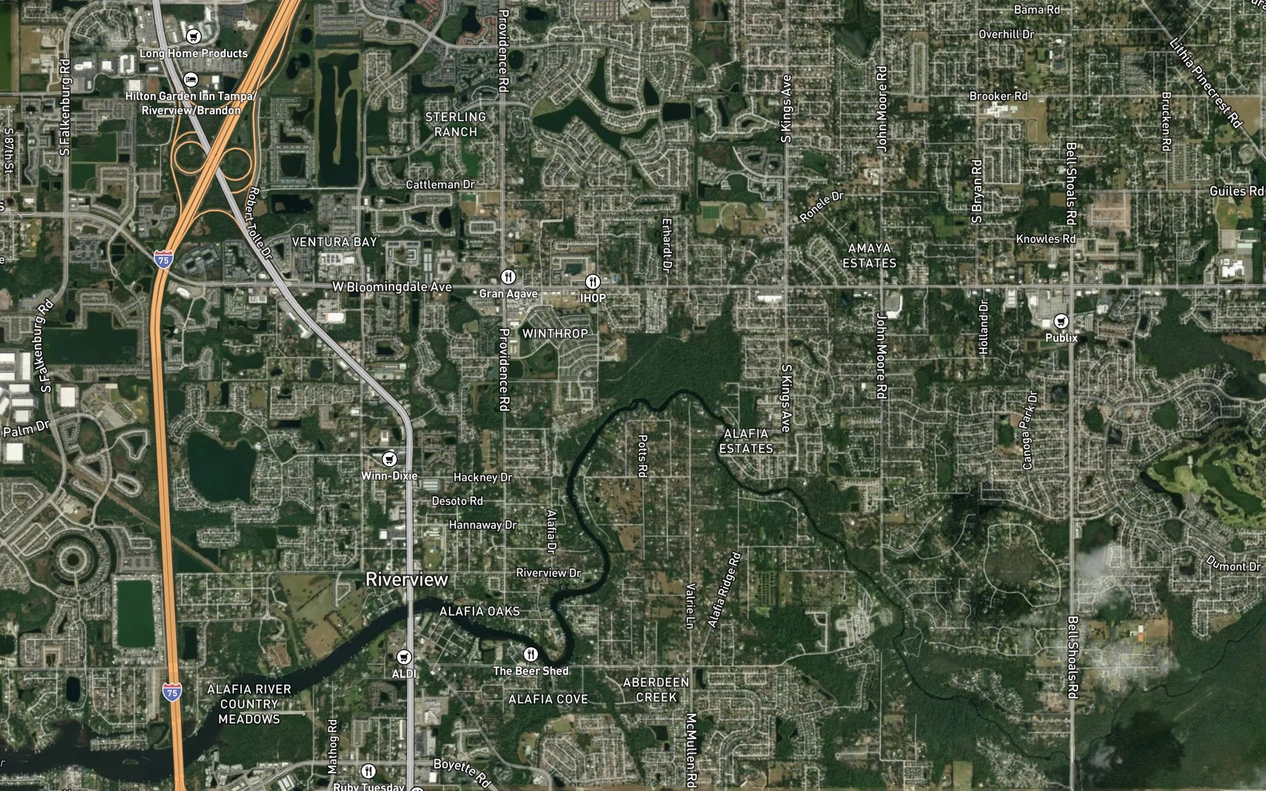 Satellite map of the Buckhorn Creek