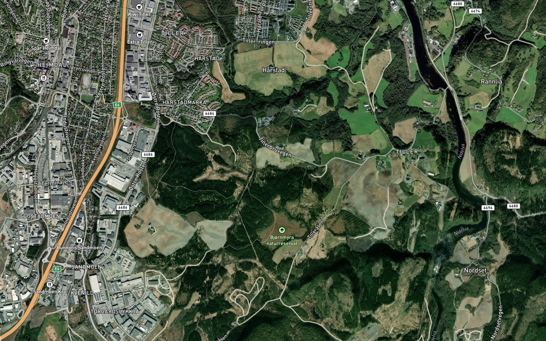 Satellite map of the Ronningsbekken