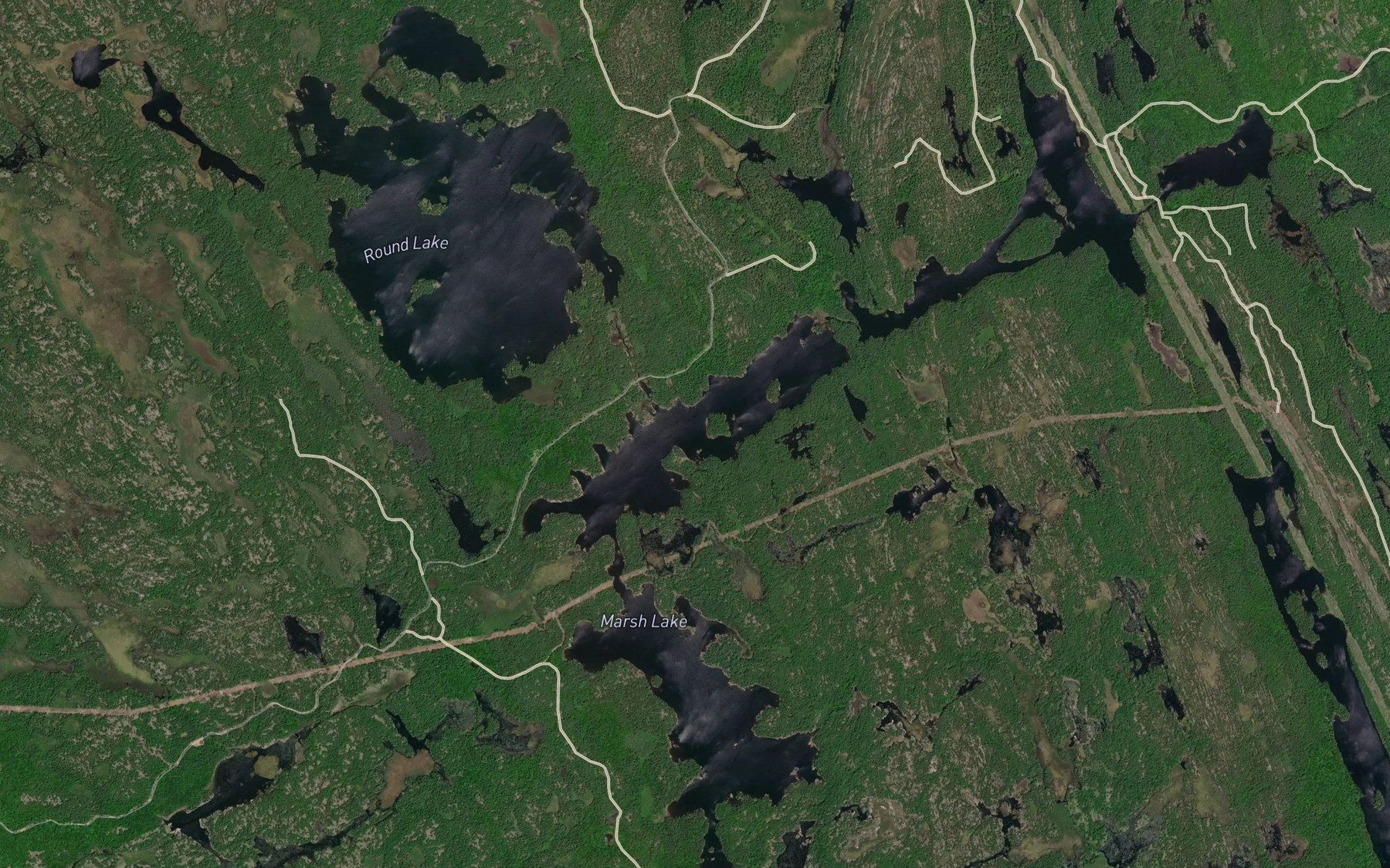 Satellite map of the Upper Marsh Lake