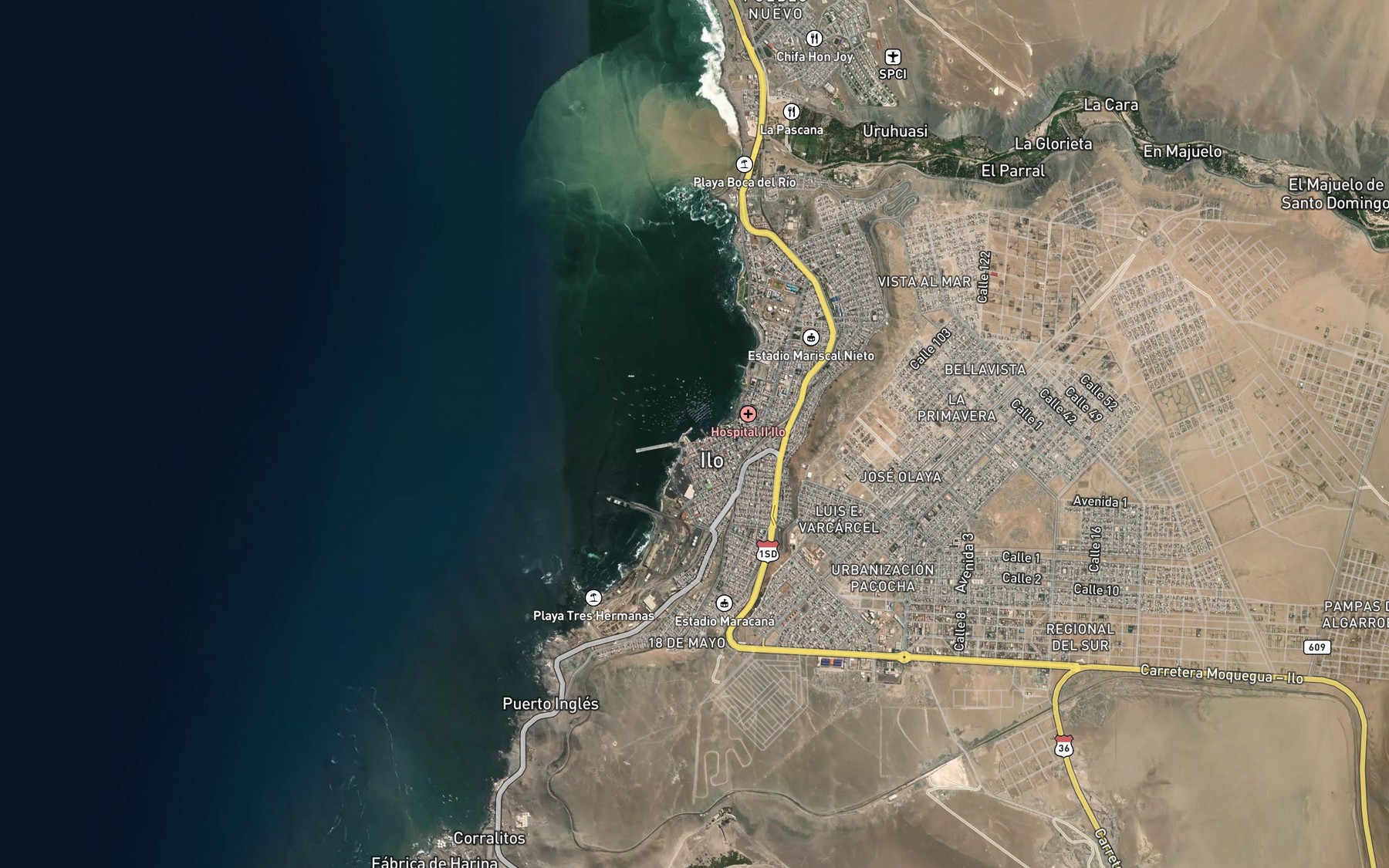 Satellite map of the Huano Cove