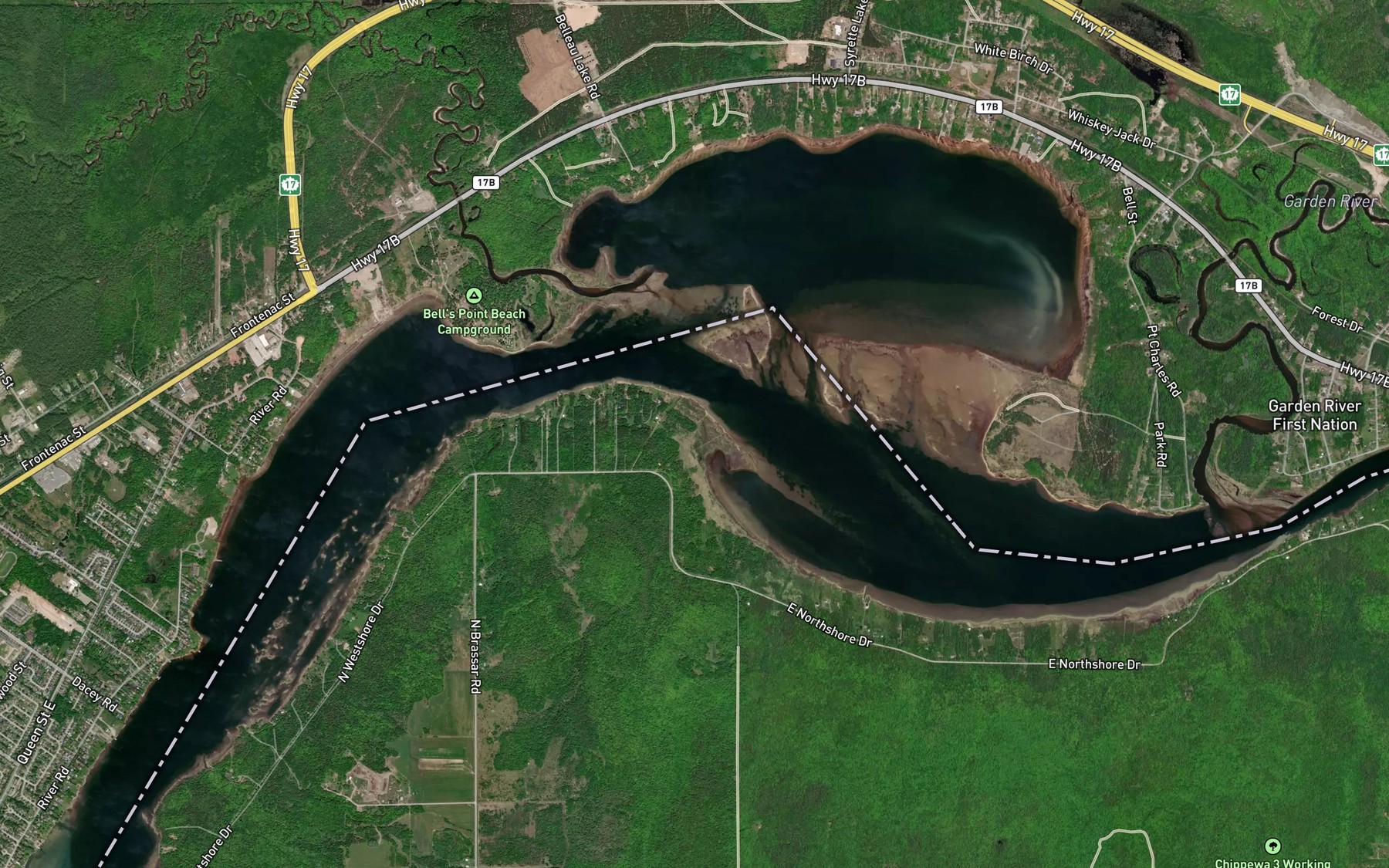Satellite map of the Root River