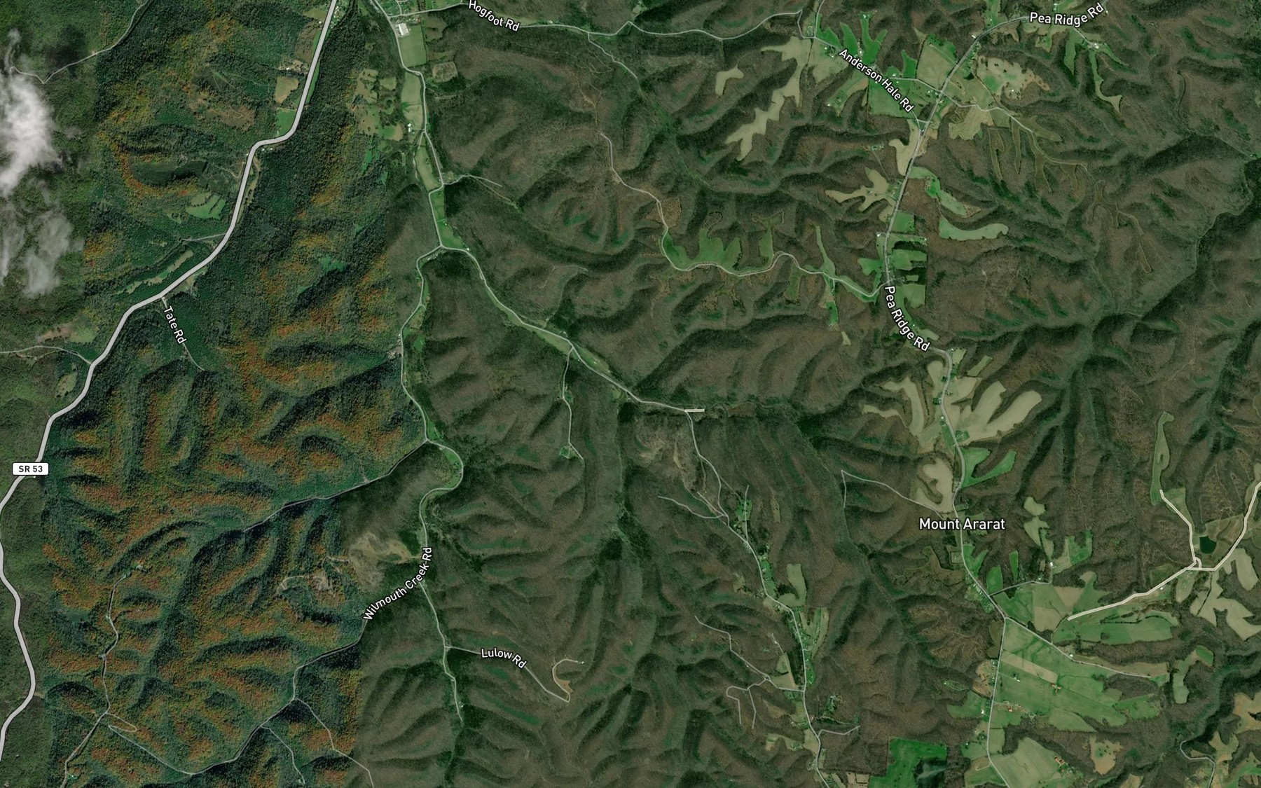 Satellite map of the Martin Branch