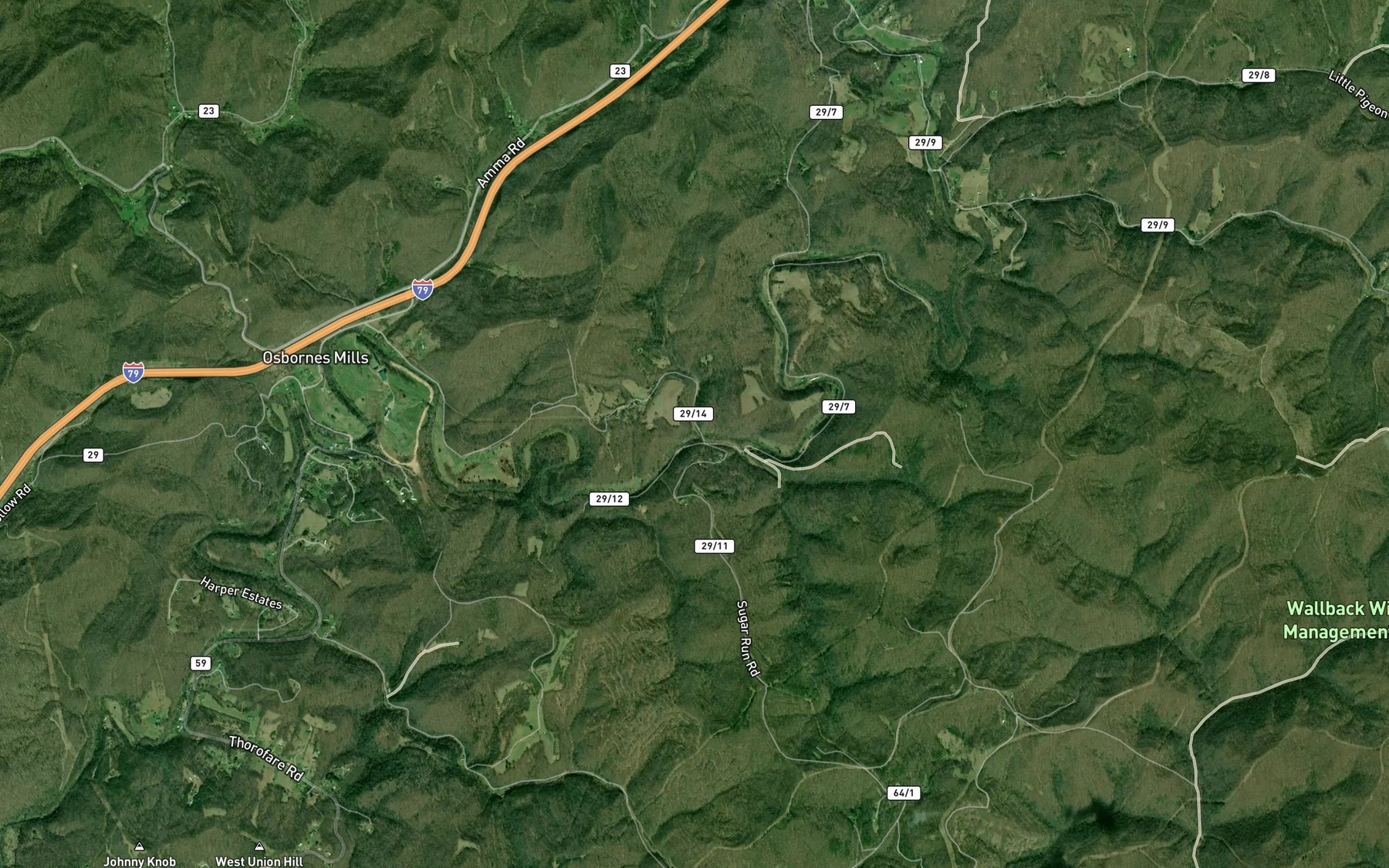 Satellite map of the Wierlong Run