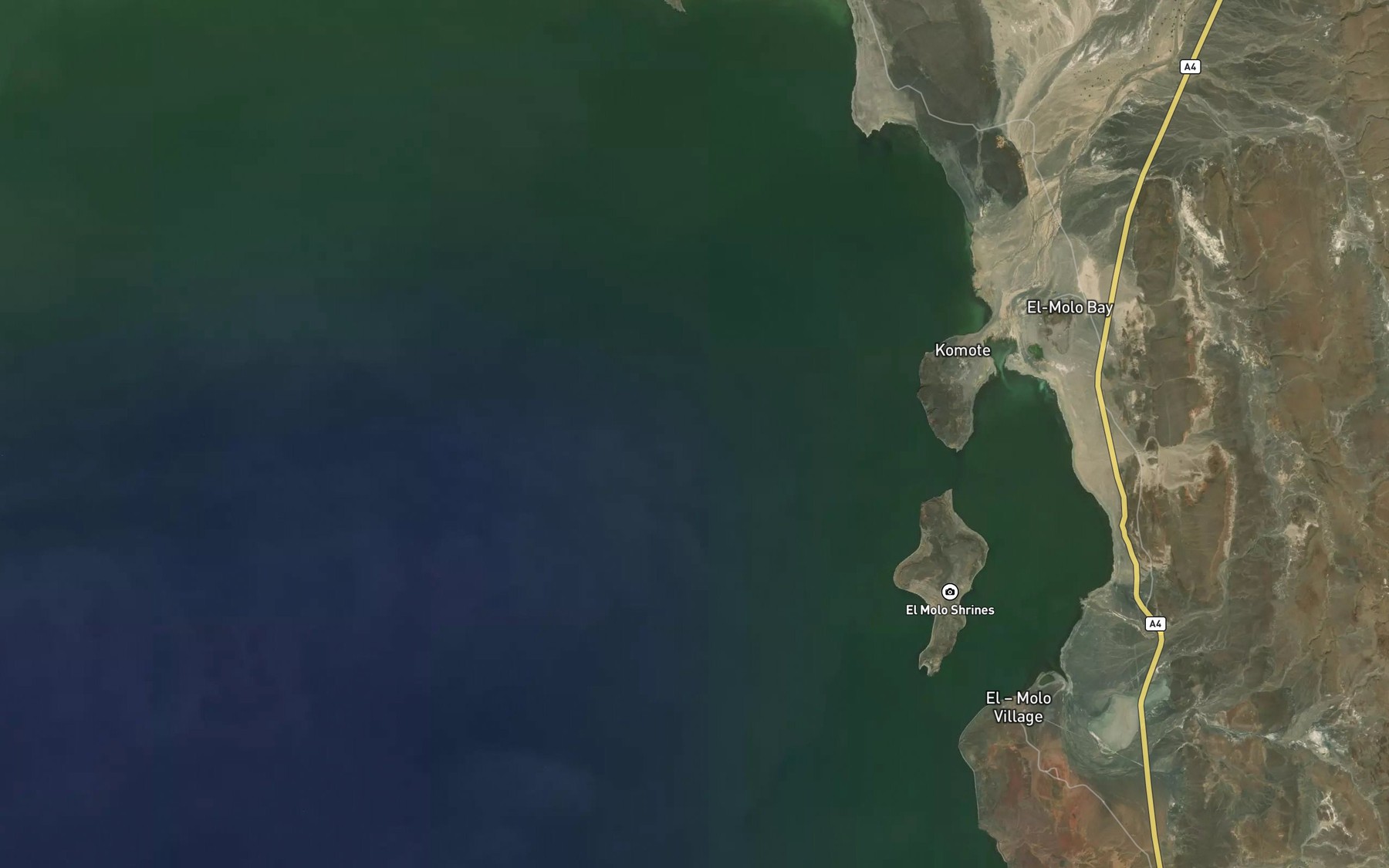 Satellite map of the El Molo Bay
