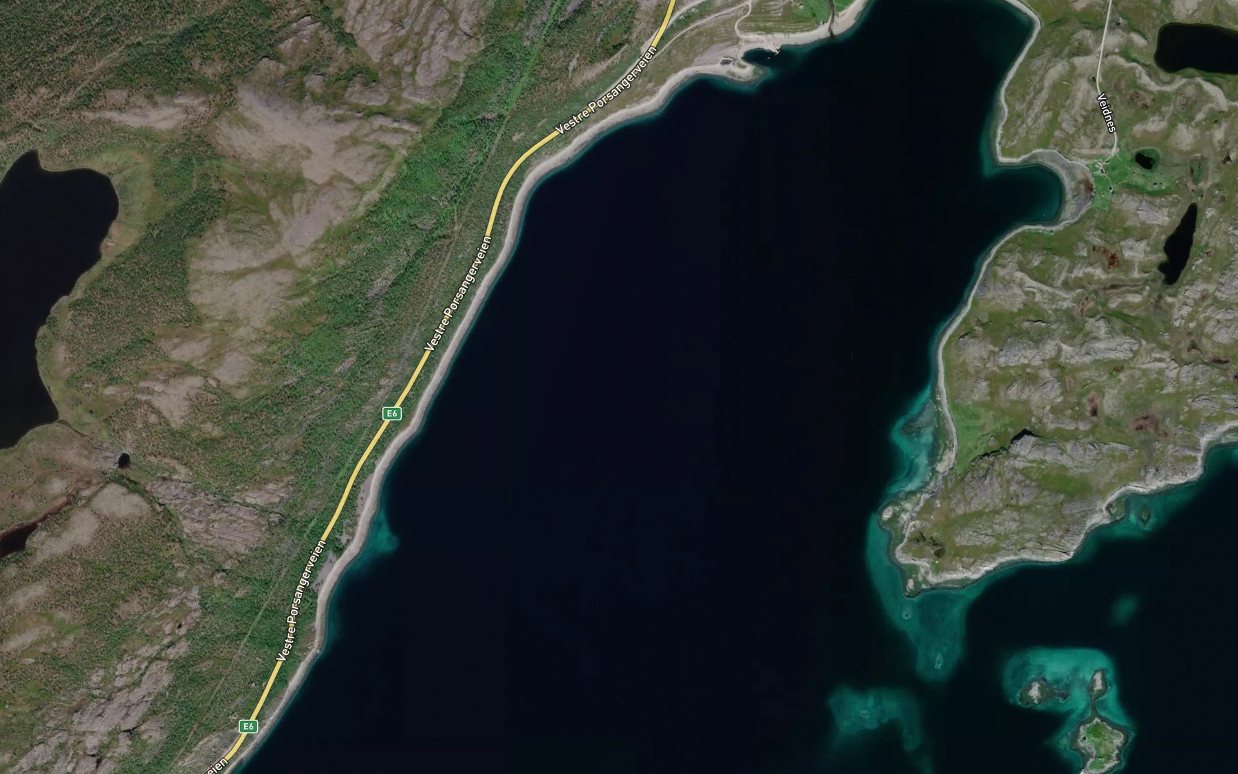 Satellite map of the Indre Veinesbukta