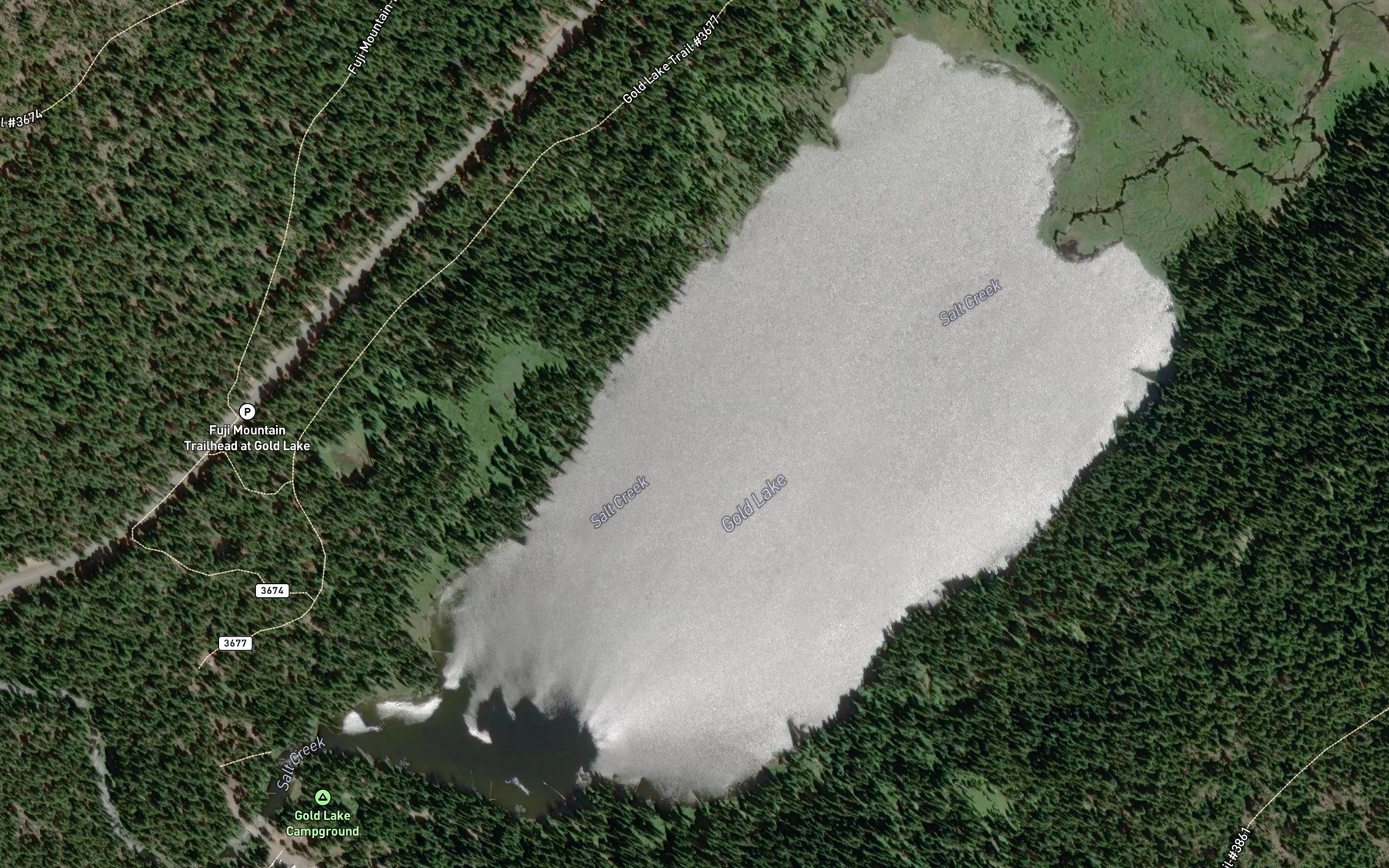 Satellite map of the Gold Lake