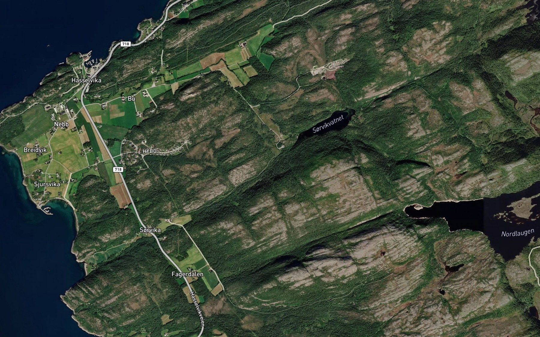 Satellite map of the Vassdalsbekken