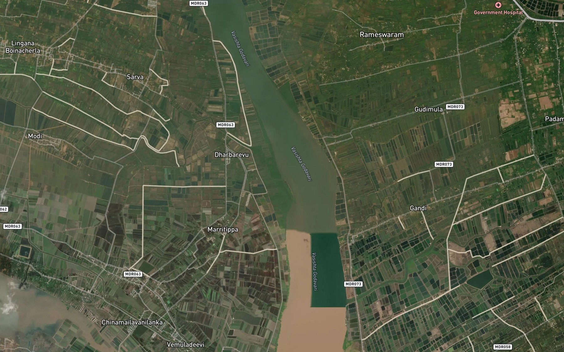 Satellite map of the Darbharevu River