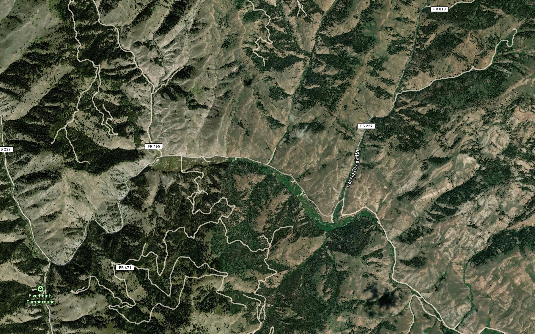 Satellite map of the Grindstone Creek
