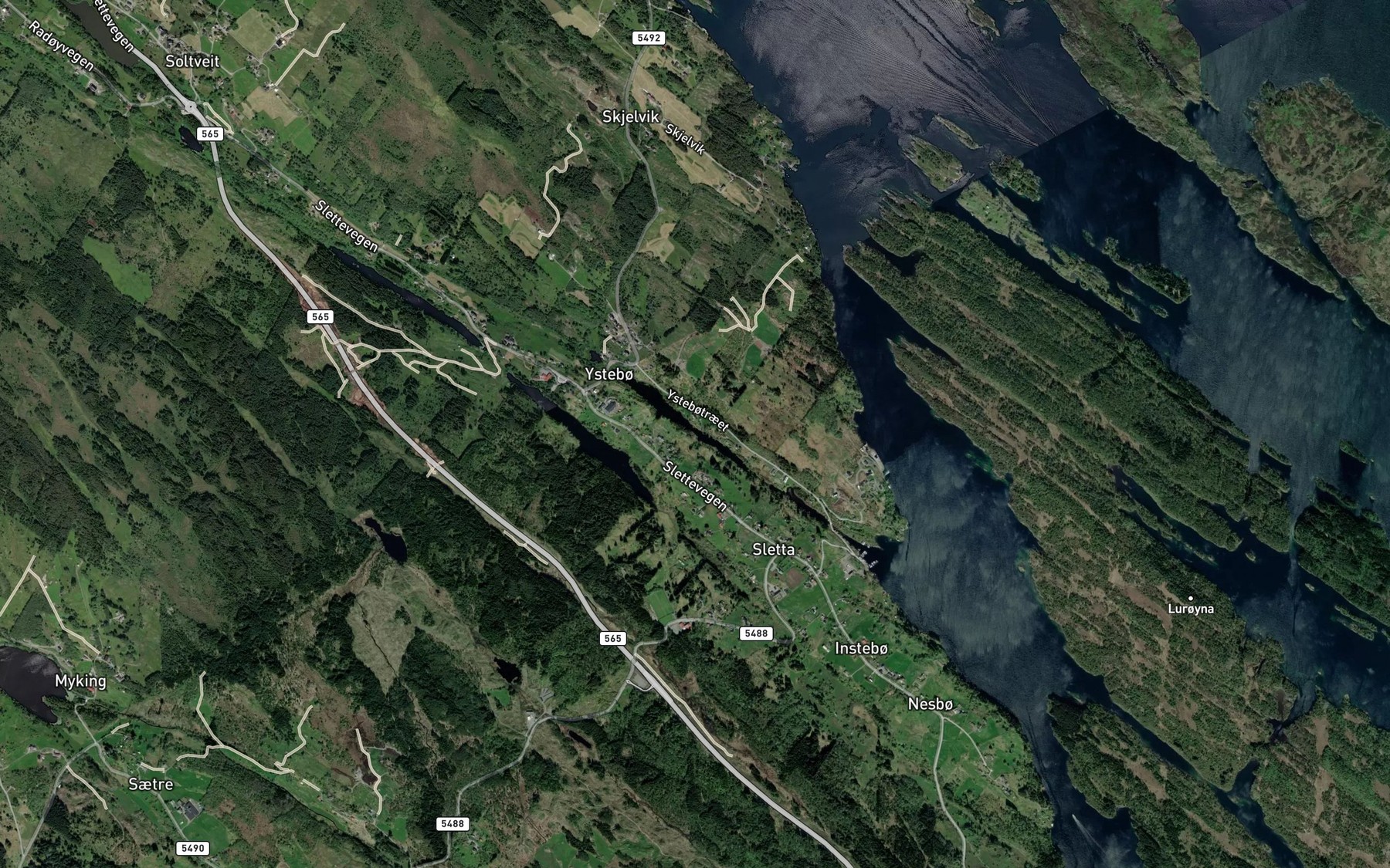 Satellite map of the Ytstebovatnet