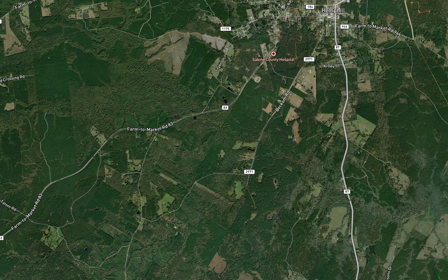 Satellite map of the Jack Creek