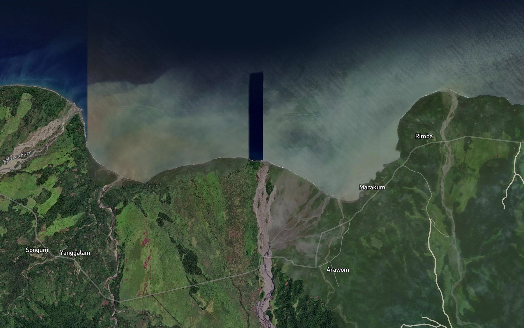 Satellite map of the Guabe River
