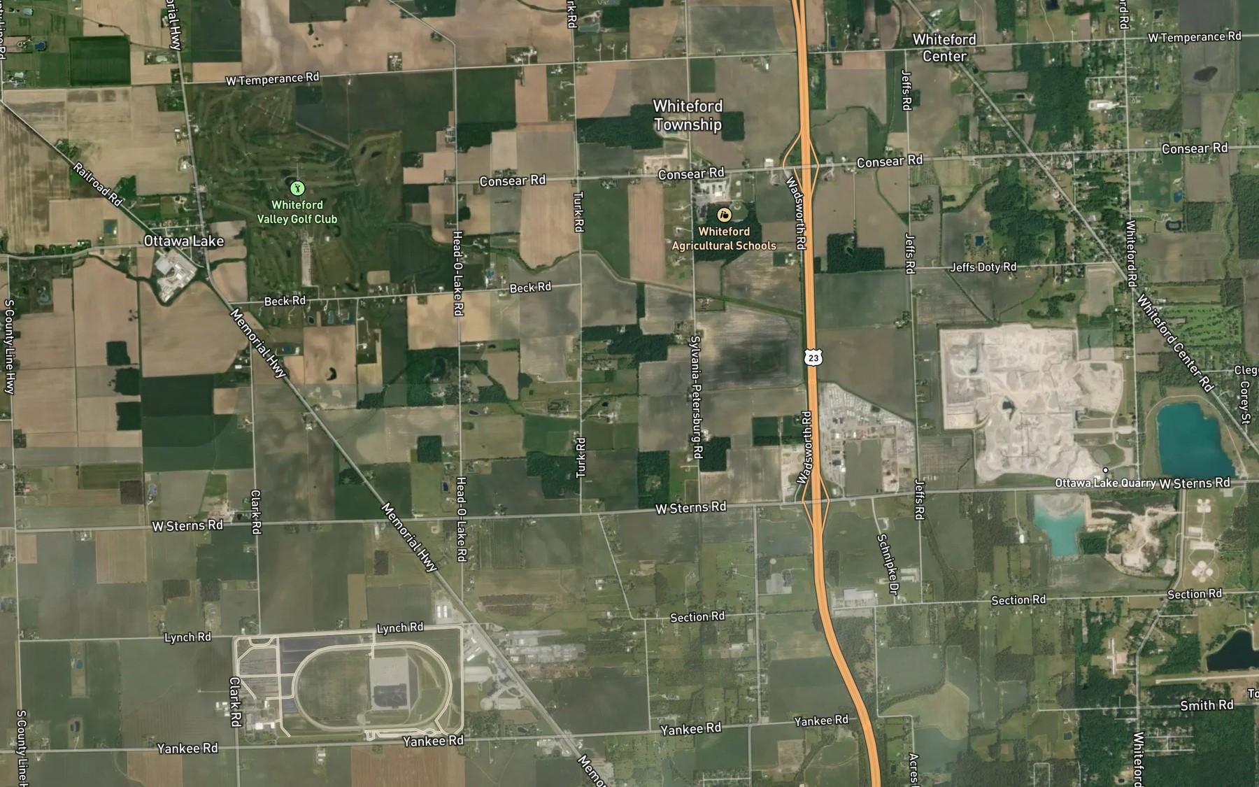 Satellite map of the Hubbard and Clampitt Drain