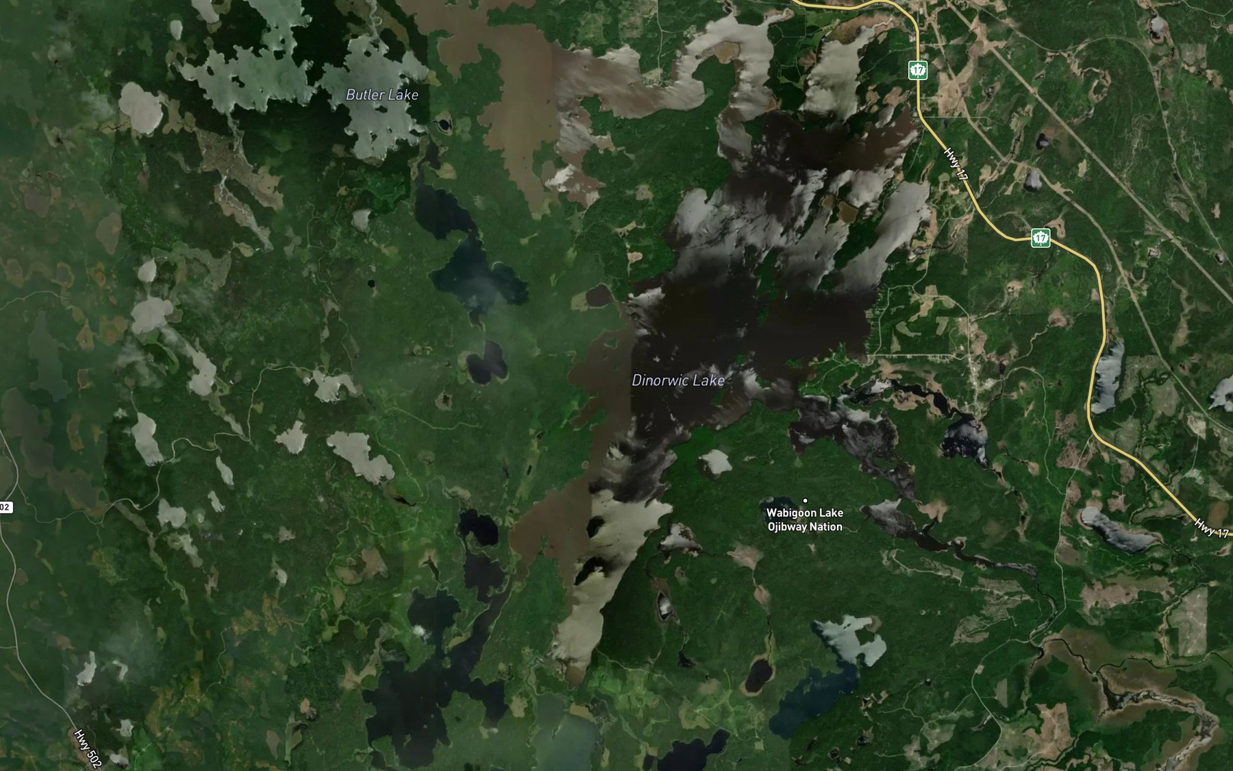 Satellite map of the Dinorwic Lake