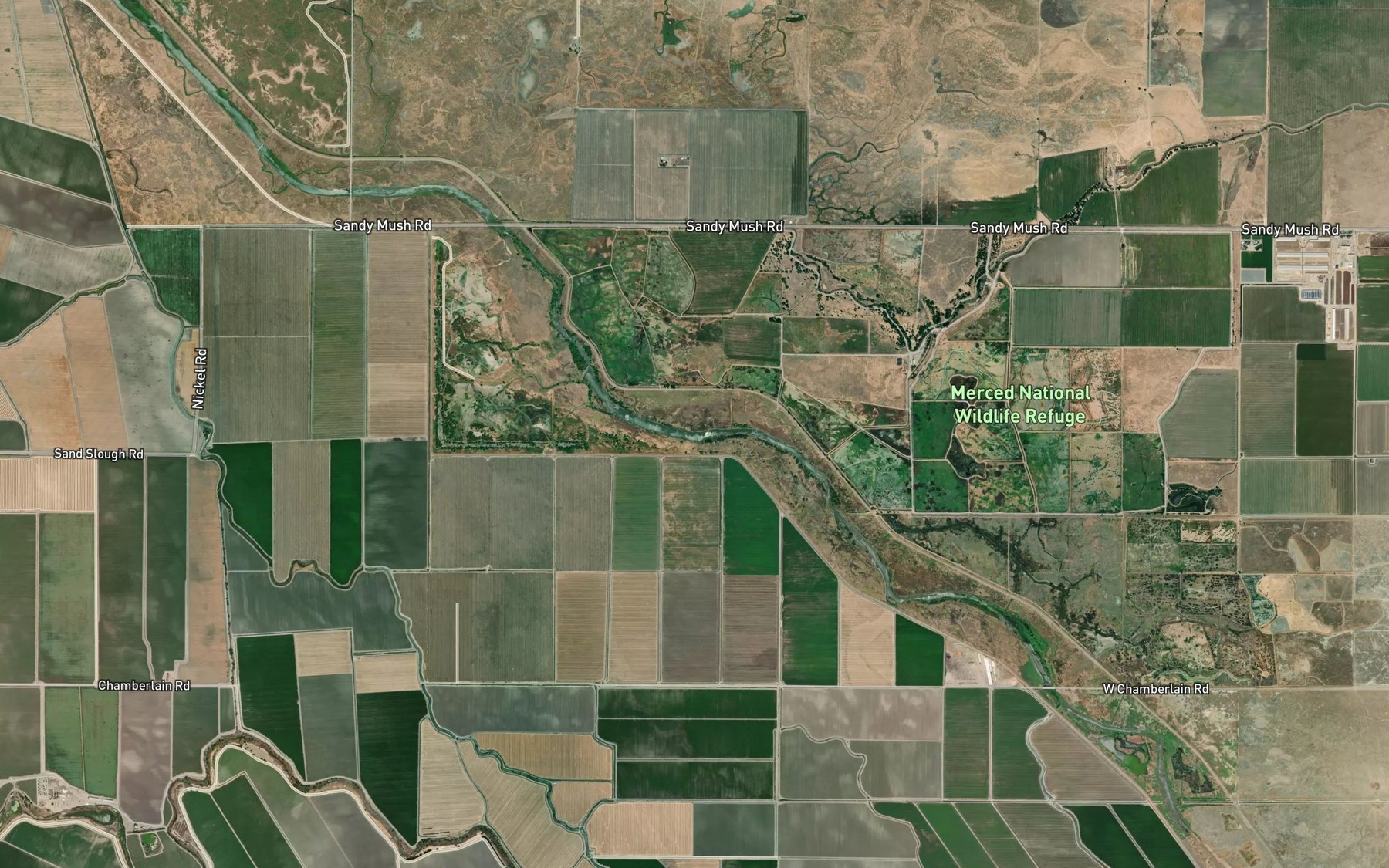 Satellite map of the Mariposa Slough