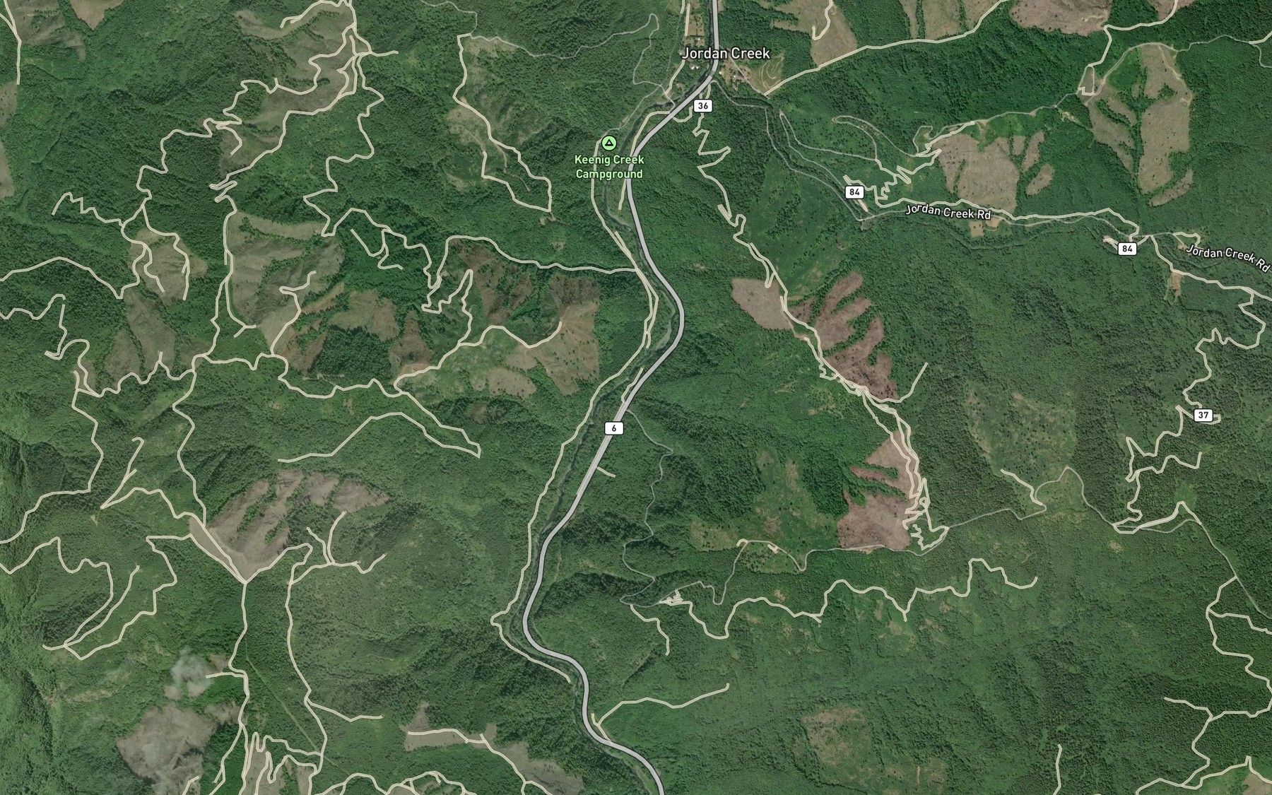 Satellite map of the Hoyt Creek